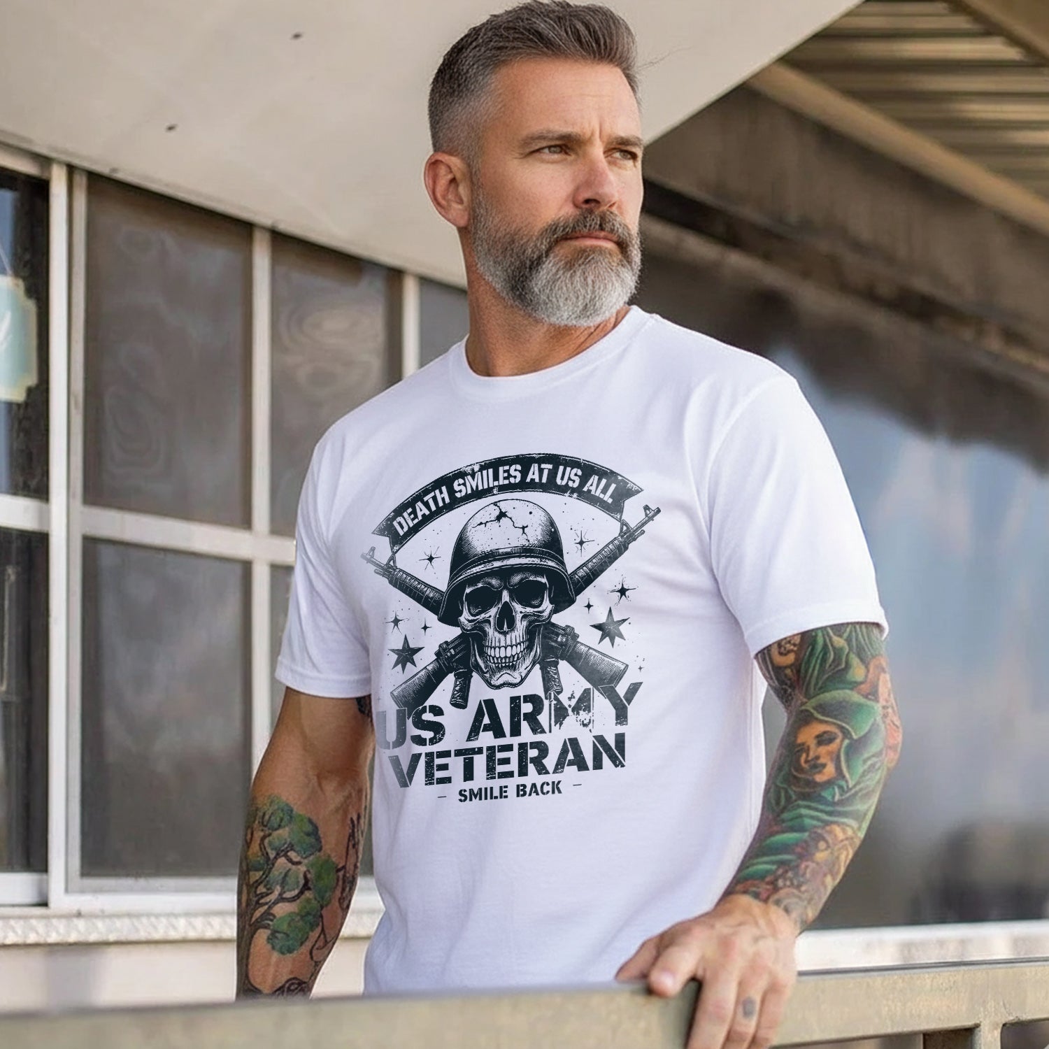 Death Smiles at Us All Proud US Military T-Shirt