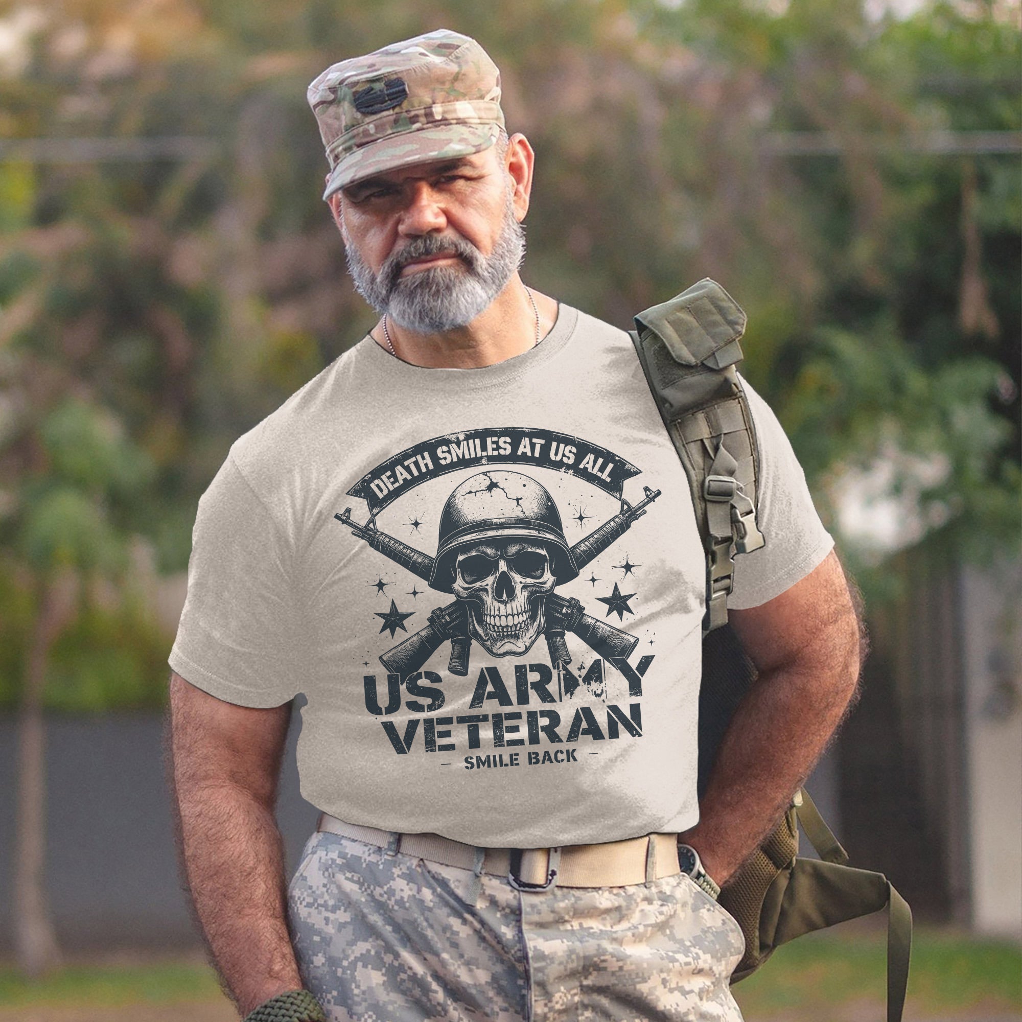 Death Smiles at Us All Proud US Military Veteran Patriotic Strength T-Shirt