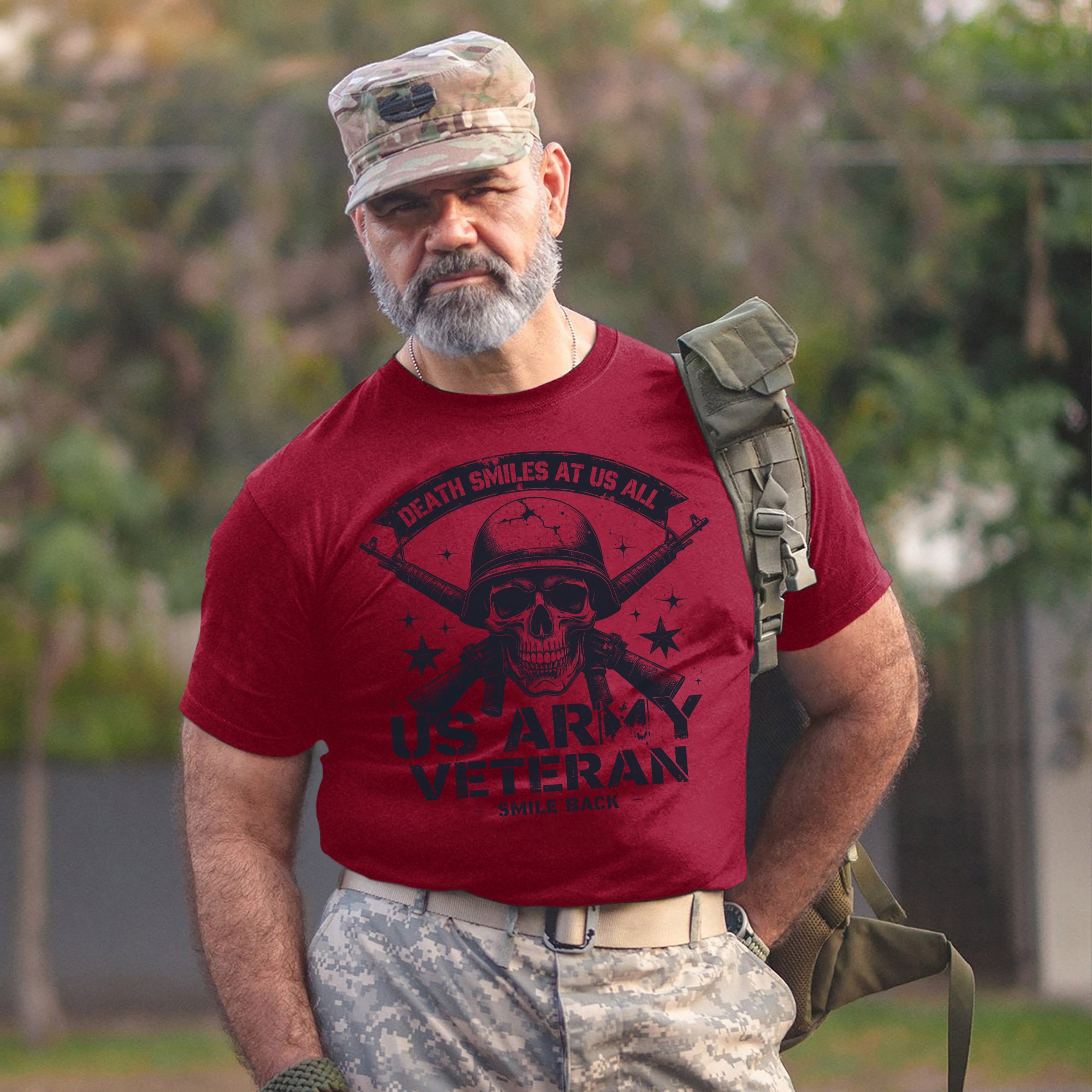Death Smiles at Us All Proud US Military Veteran Patriotic Strength T-Shirt