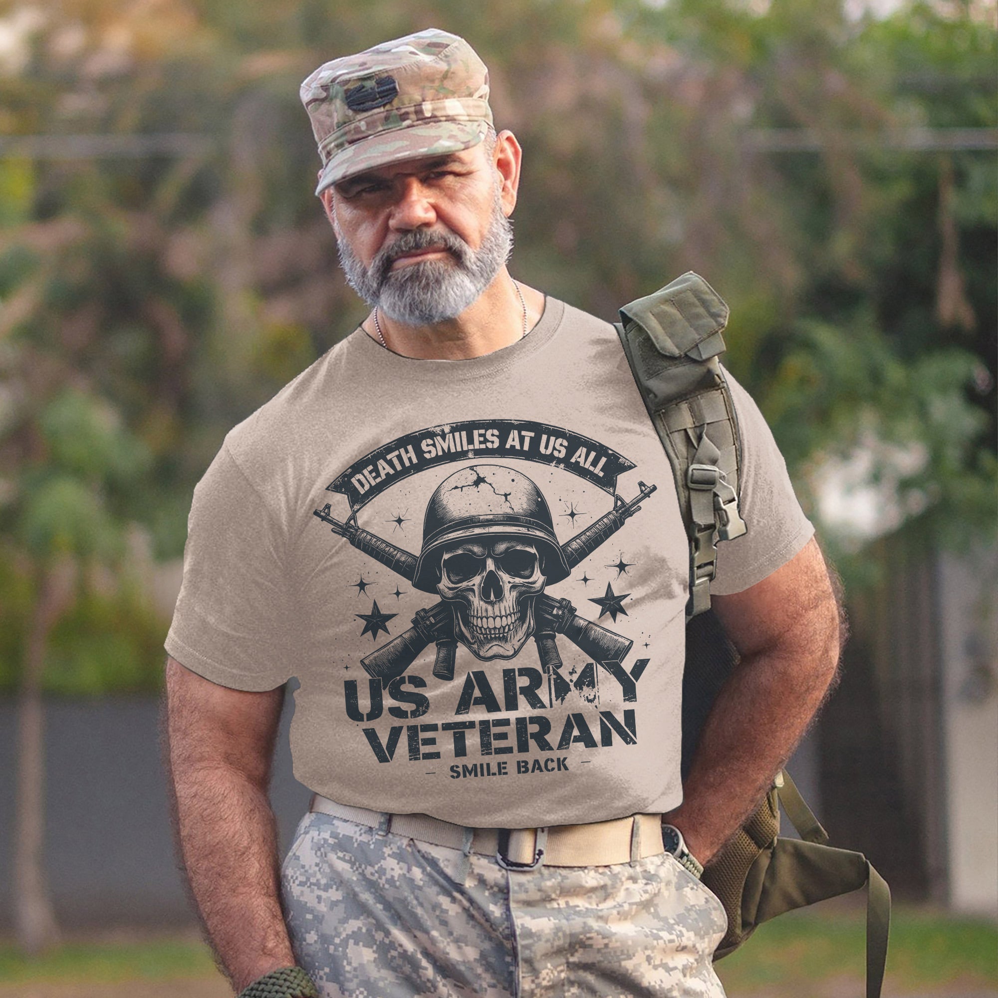 Death Smiles at Us All Proud US Military Veteran Patriotic Strength T-Shirt