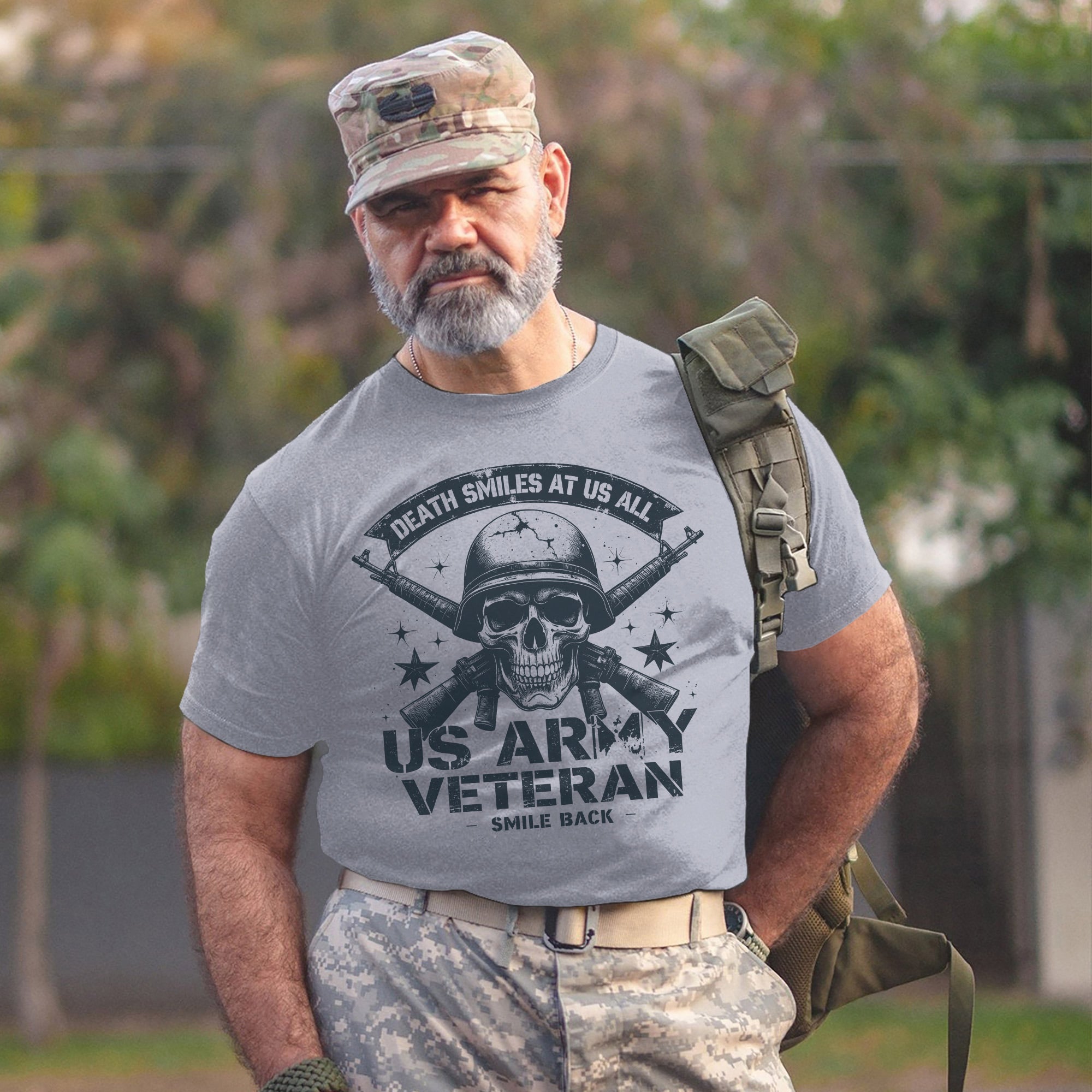 Death Smiles at Us All Proud US Military Veteran Patriotic Strength T-Shirt