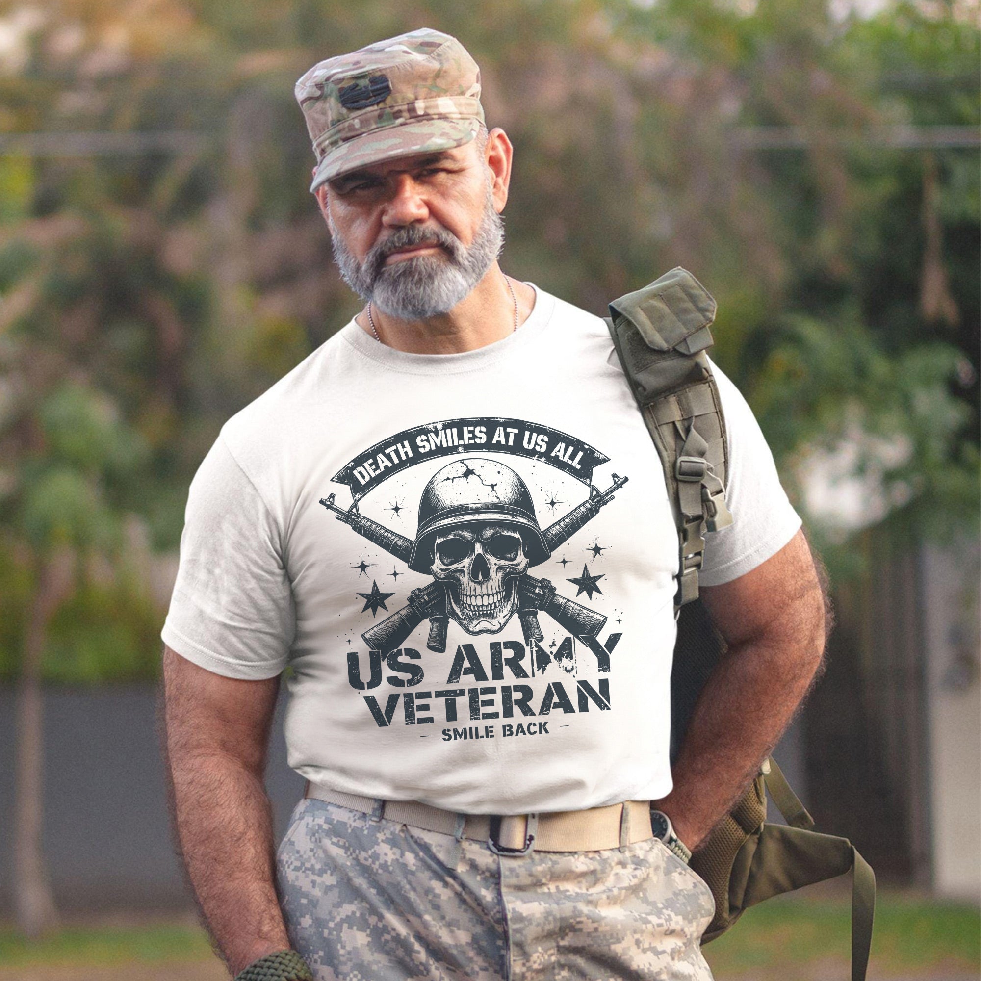 Death Smiles at Us All Proud US Military Veteran Patriotic Strength T-Shirt