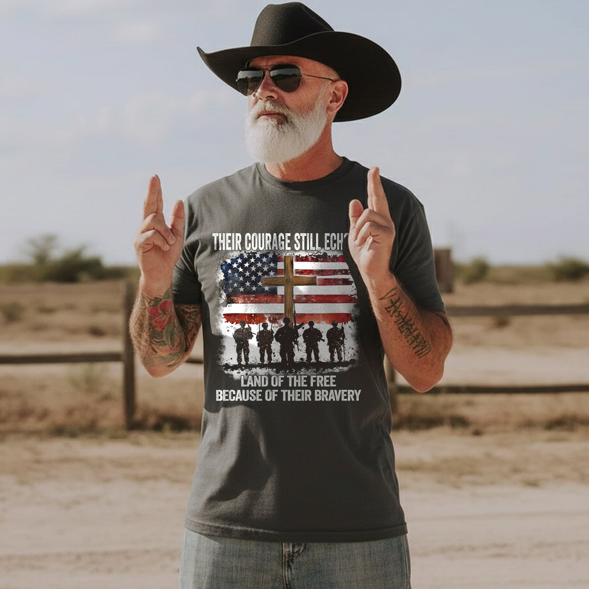 Their Courage Still Echoes Shirt Land of the Free Because of Their Bravery T-Shirt