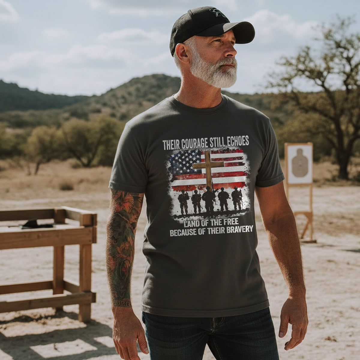 Their Courage Still Echoes Shirt Land of the Free Because of Their Bravery T-Shirt
