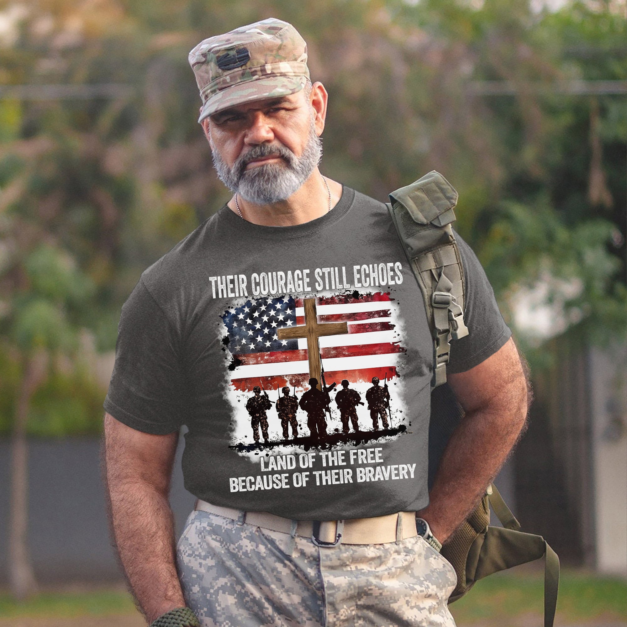 Their Courage Still Echoes Shirt Land of the Free Because of Their Bravery Patriotic Veteran T-Shirt