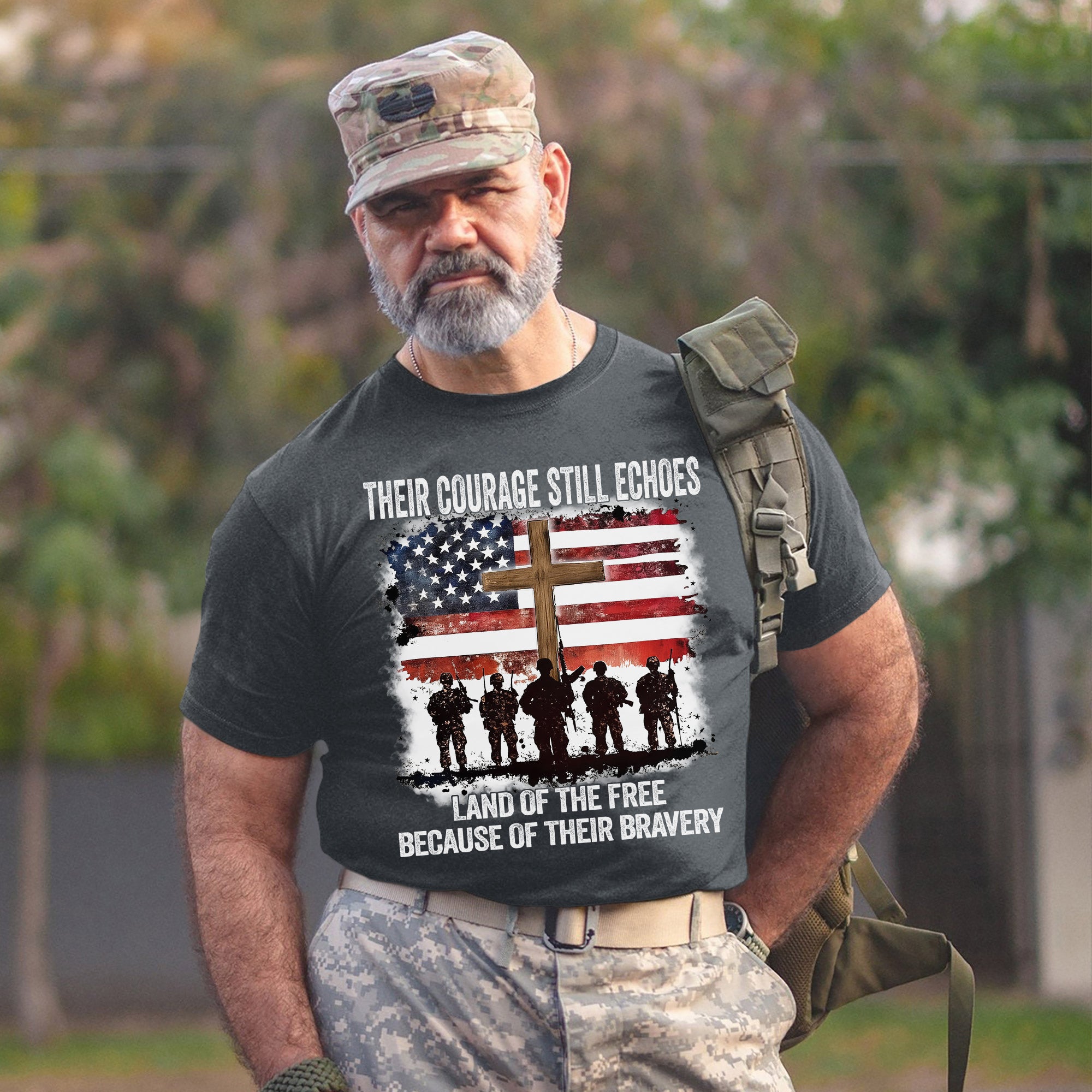 Their Courage Still Echoes Shirt Land of the Free Because of Their Bravery Patriotic Veteran T-Shirt