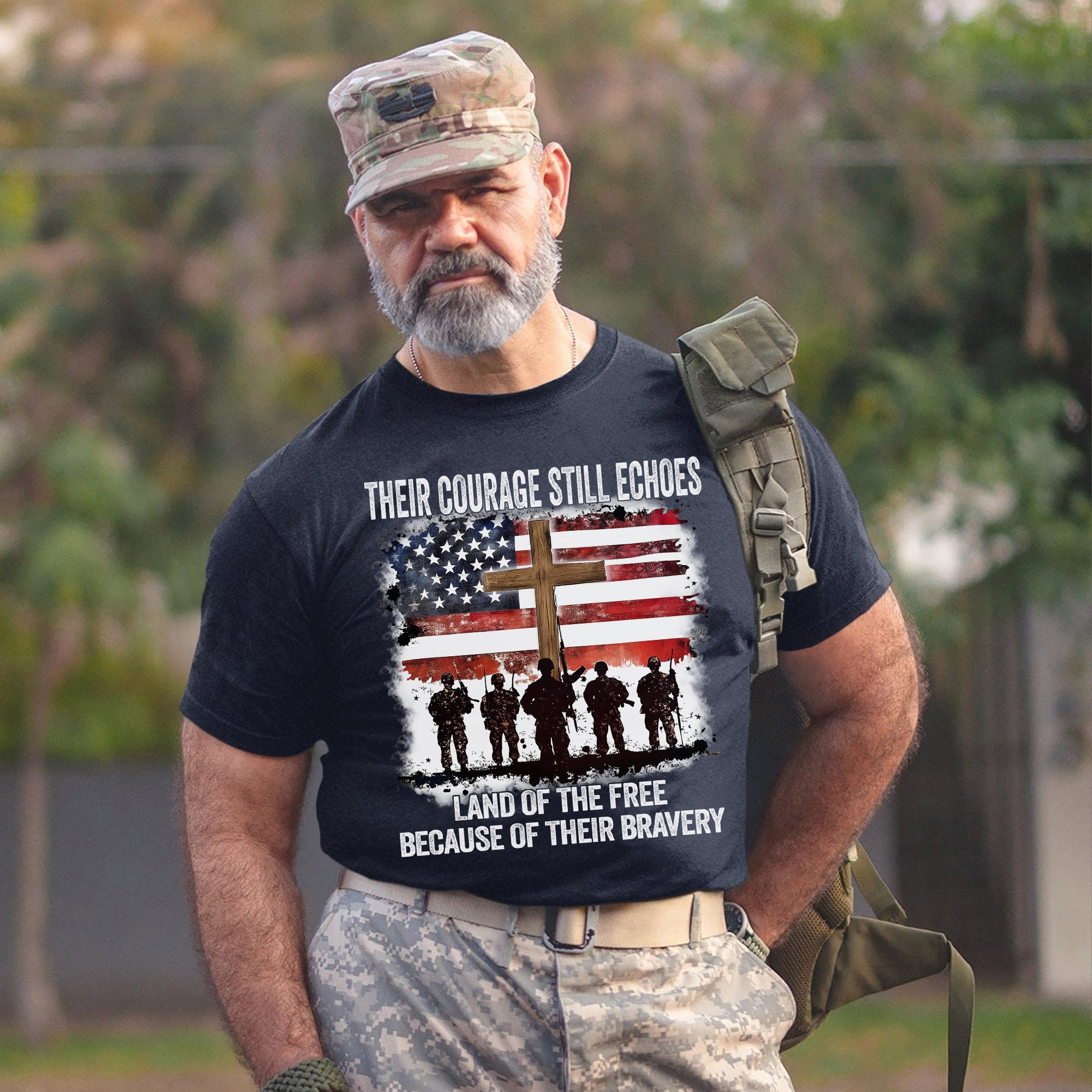 Their Courage Still Echoes Shirt Land of the Free Because of Their Bravery Patriotic Veteran T-Shirt