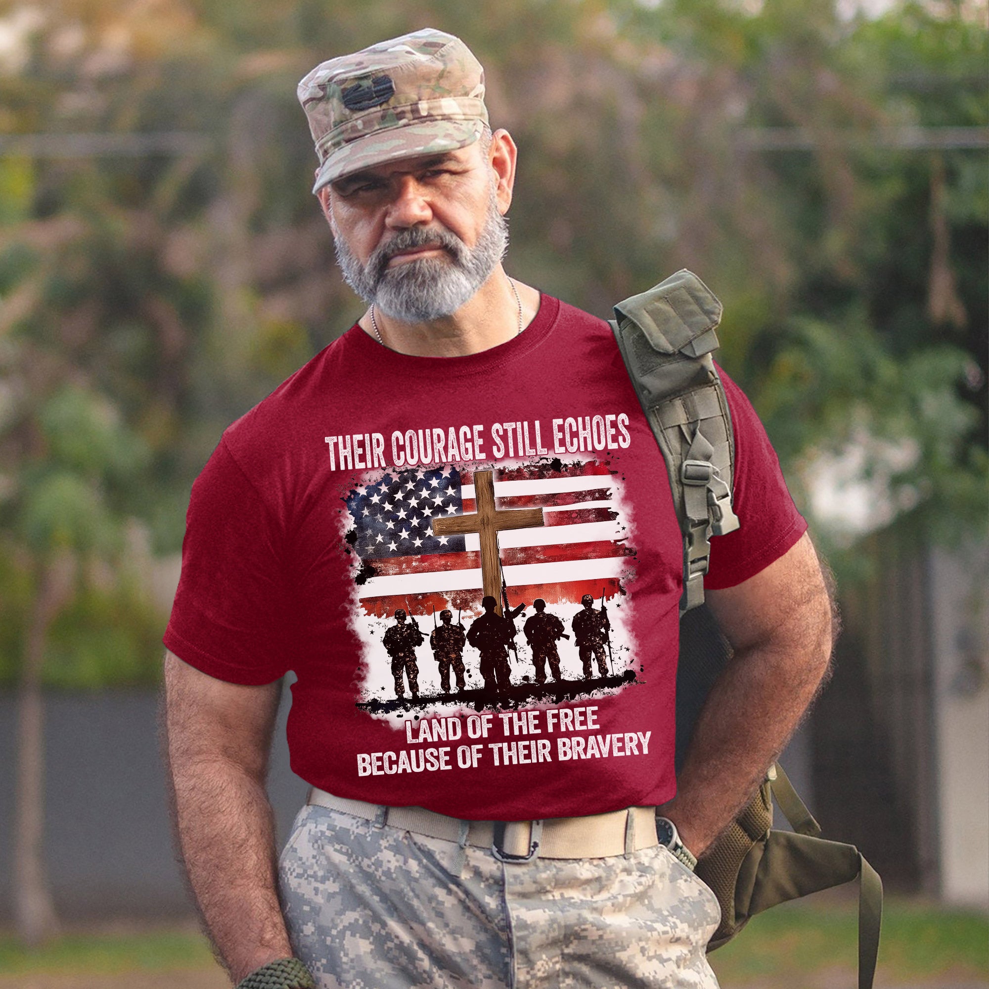 Their Courage Still Echoes Shirt Land of the Free Because of Their Bravery Patriotic Veteran T-Shirt