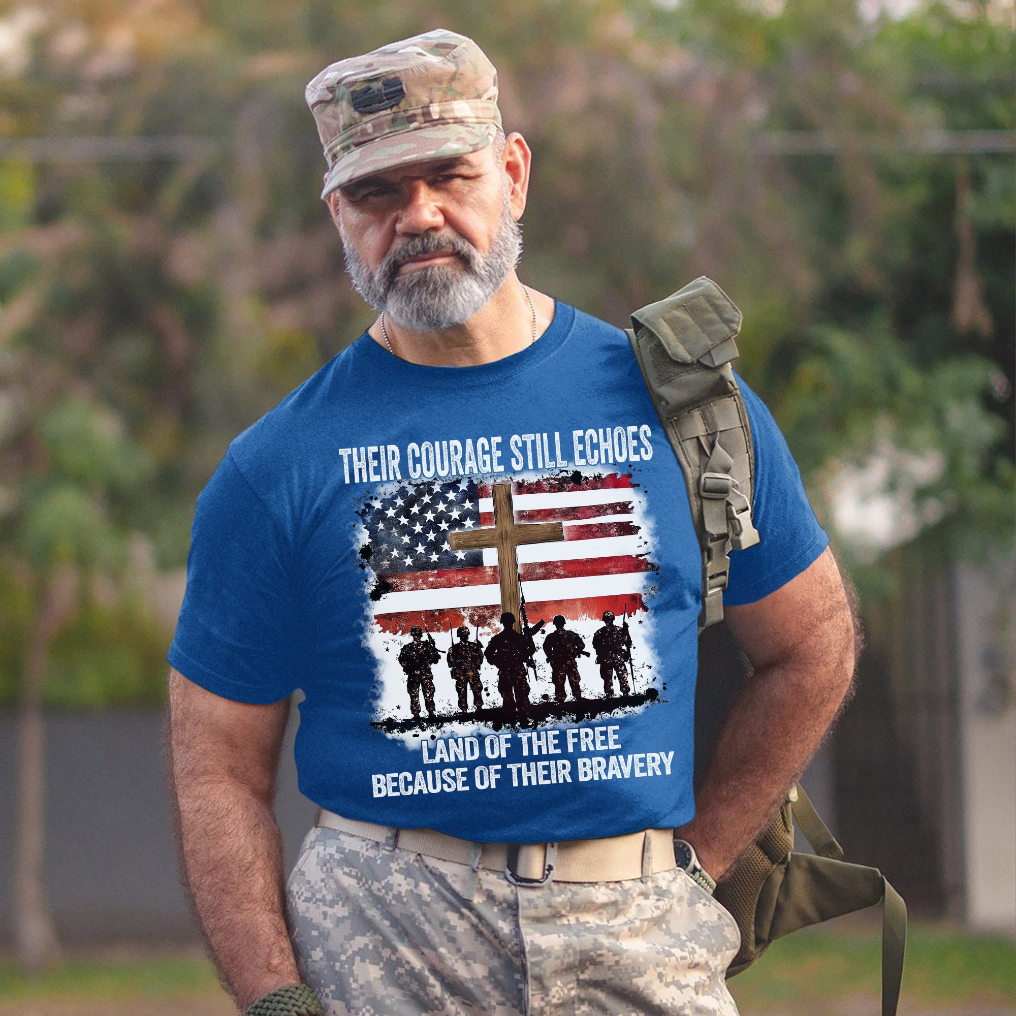 Their Courage Still Echoes Shirt Land of the Free Because of Their Bravery Patriotic Veteran T-Shirt