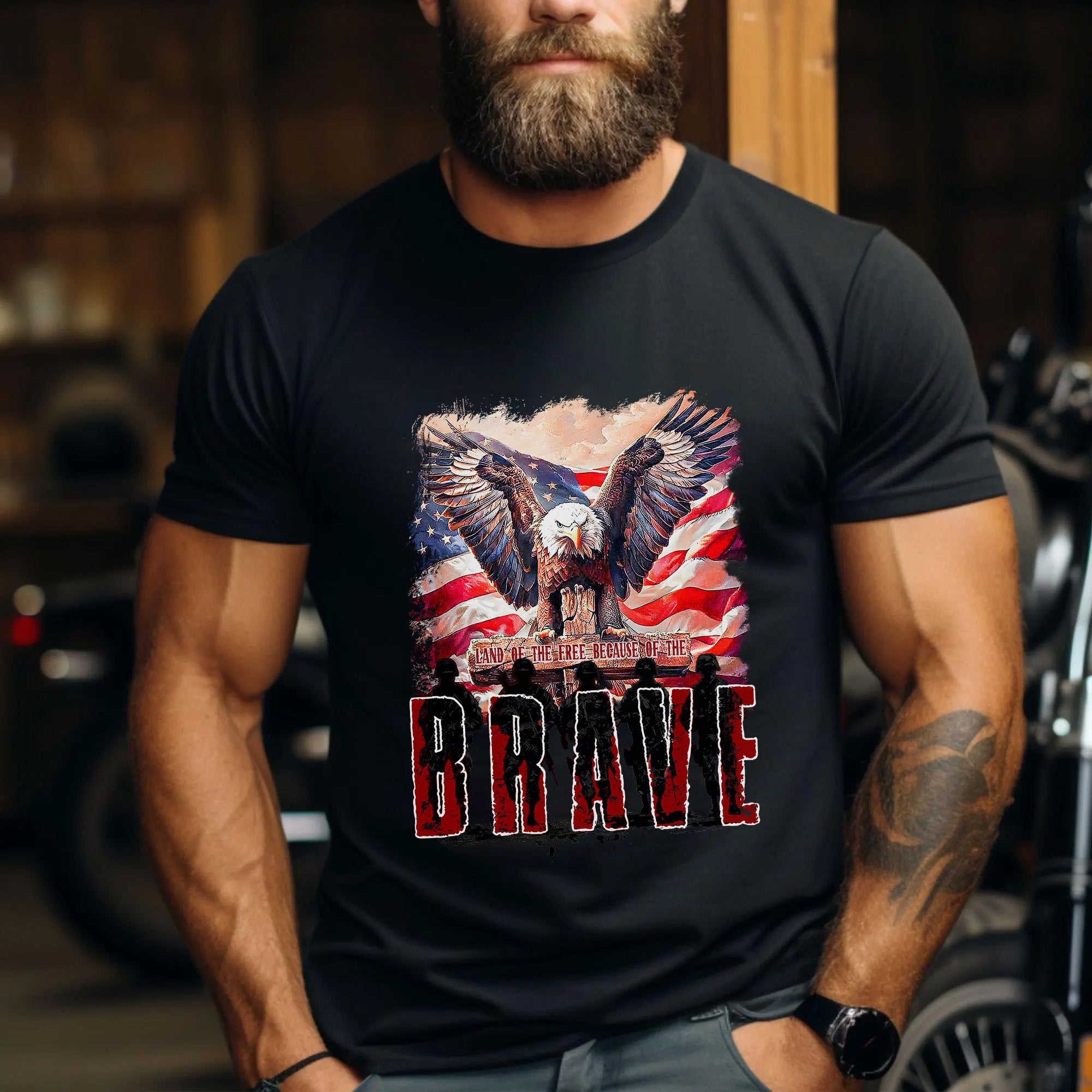 Land of the Free Because of the Brave Shirt Patriotic Veteran T Shirt Honoring Military Service and American Freedom T-Shirt