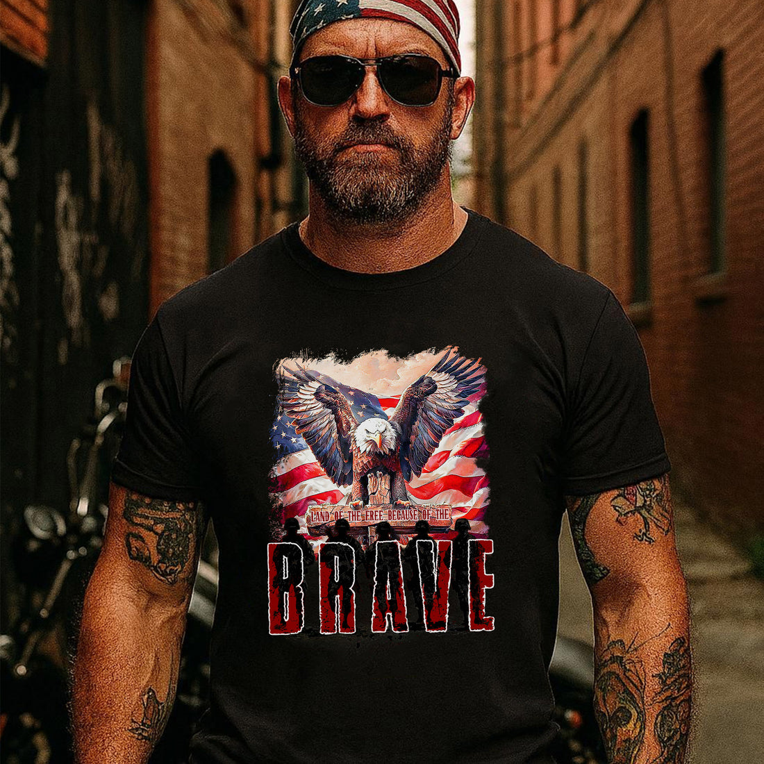 Land of the Free Because of the Brave Shirt Patriotic Veteran T Shirt Honoring Military Service and American Freedom T-Shirt