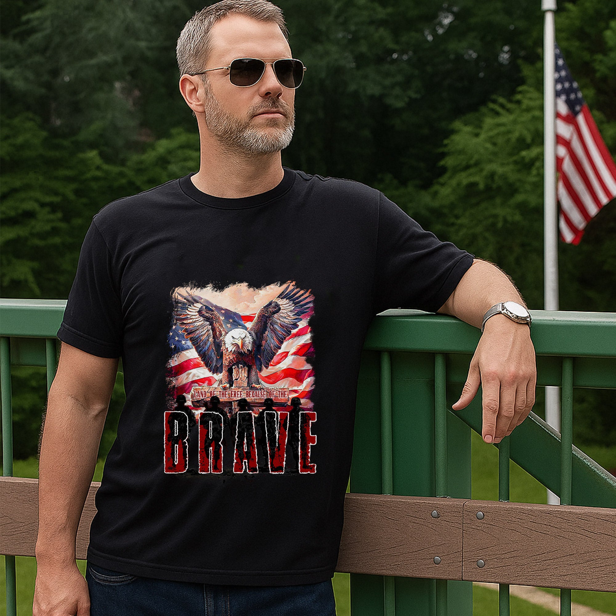 Land of the Free Because of the Brave Shirt Patriotic Veteran T Shirt Honoring Military Service and American Freedom T-Shirt