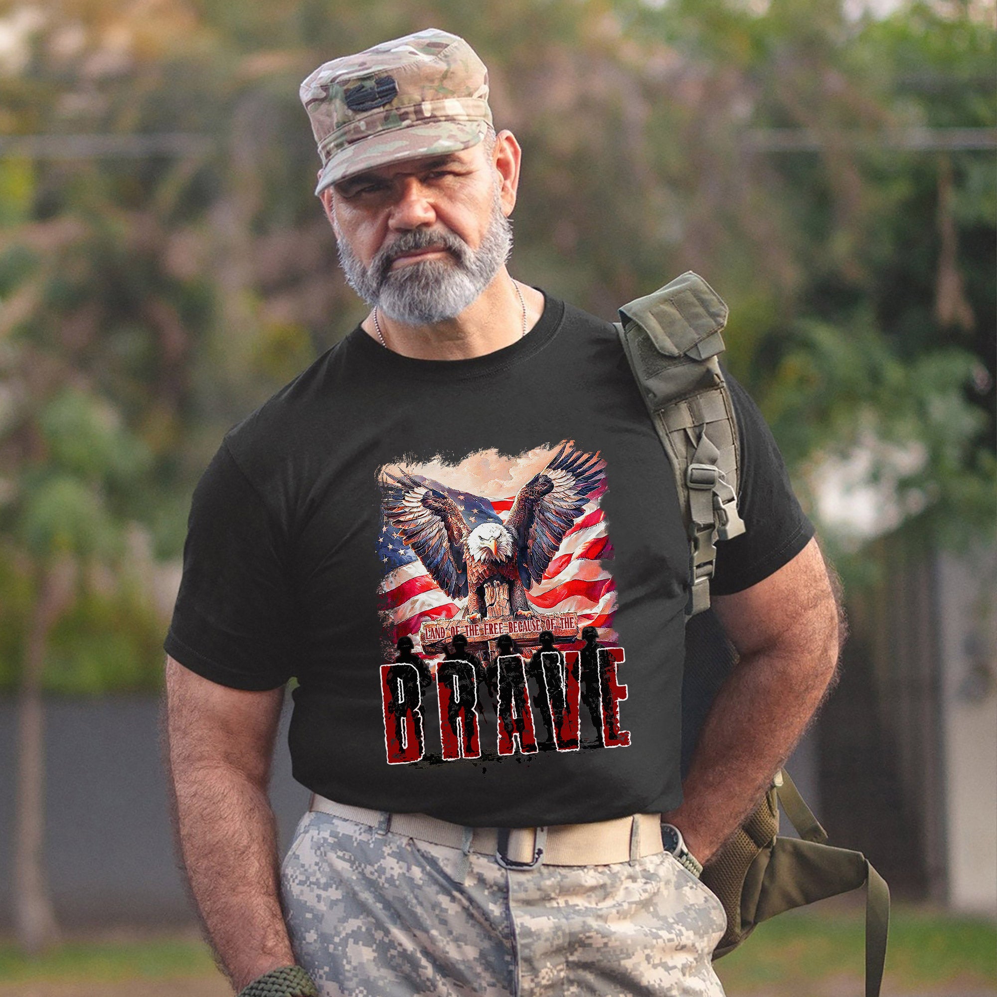 Land of the Free Because of the Brave Shirt Patriotic Veteran T Shirt Honoring Military Service and American Freedom T-Shirt