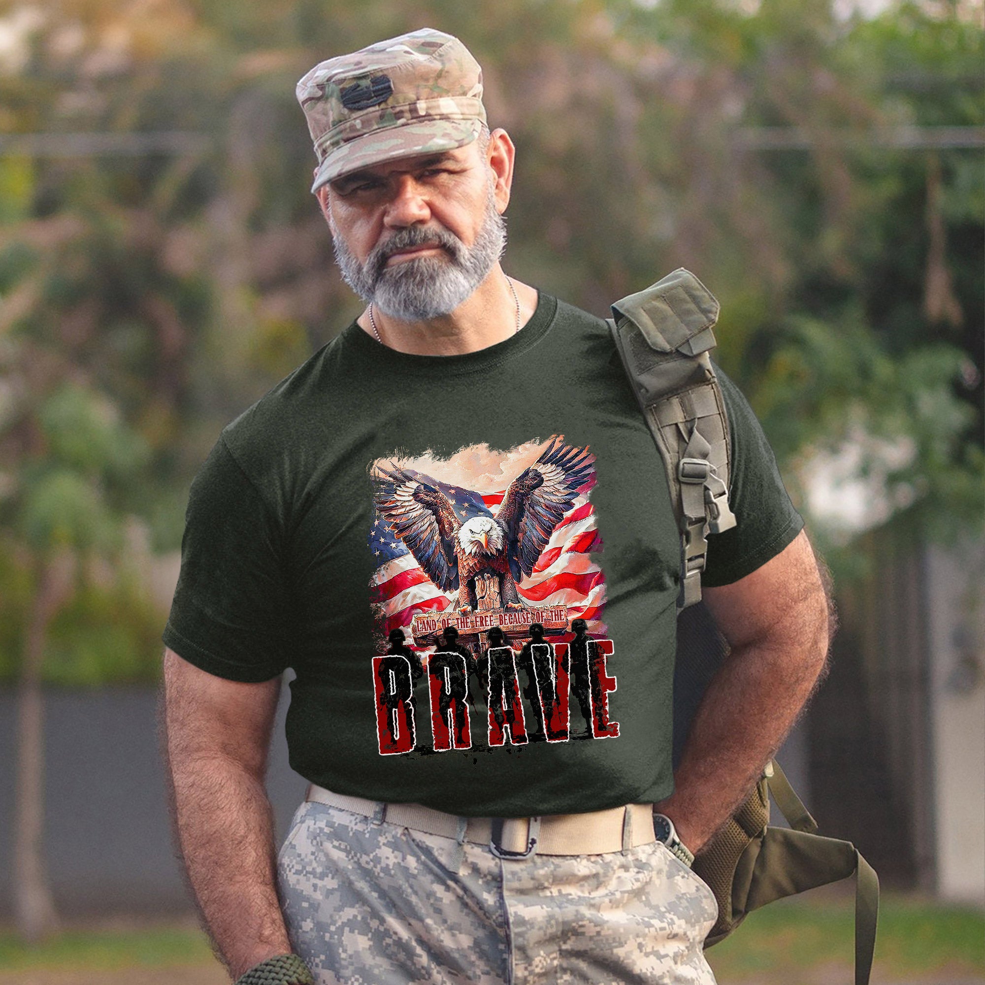 Land of the Free Because of the Brave Shirt Patriotic Veteran T Shirt Honoring Military Service and American Freedom T-Shirt