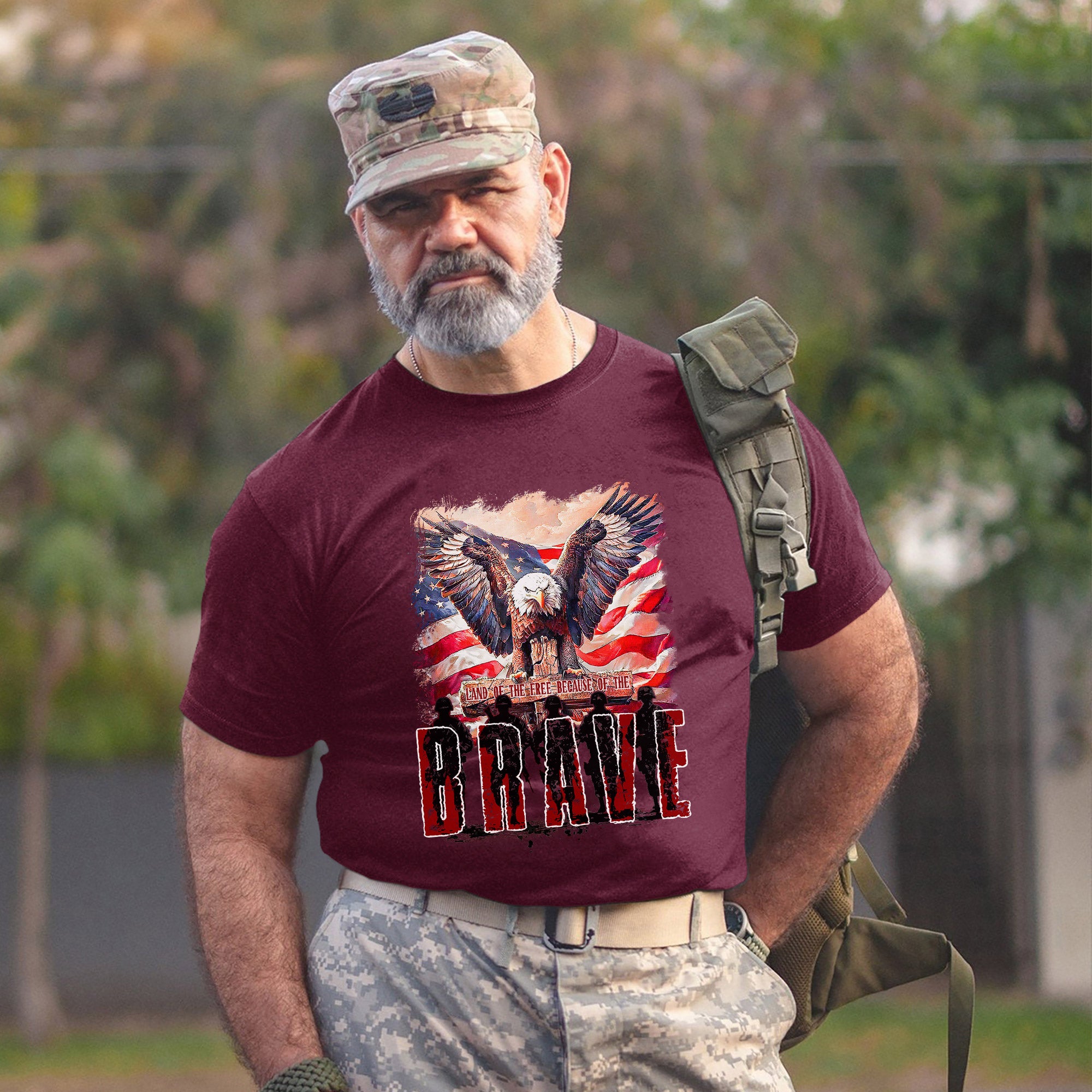 Land of the Free Because of the Brave Shirt Patriotic Veteran T Shirt Honoring Military Service and American Freedom T-Shirt