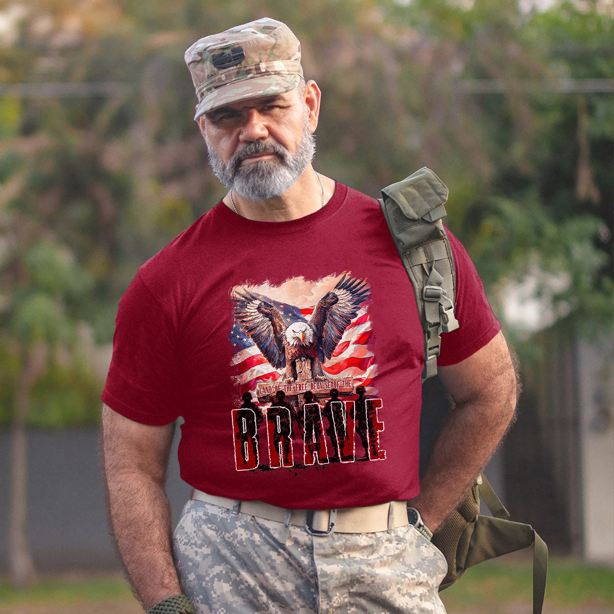 Land of the Free Because of the Brave Shirt Patriotic Veteran T Shirt Honoring Military Service and American Freedom T-Shirt