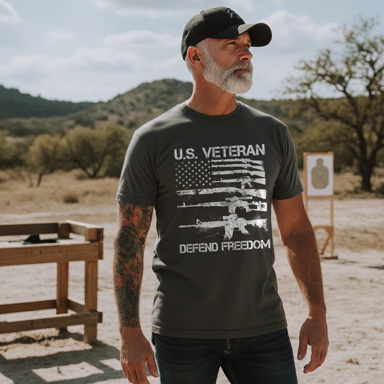 Defend Freedom U.S. Veteran Proudly Served T-Shirt