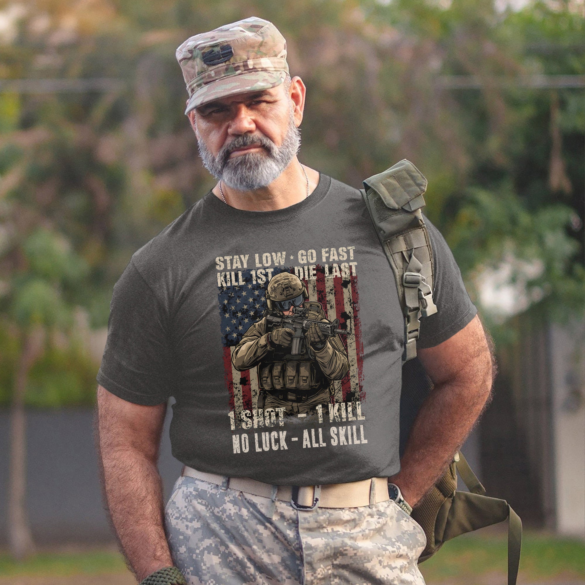 Stay Low Go Fast Kill First Die Last 1 Shot 1 Kill No Luck All Skill Warrior’s Code T-Shirt