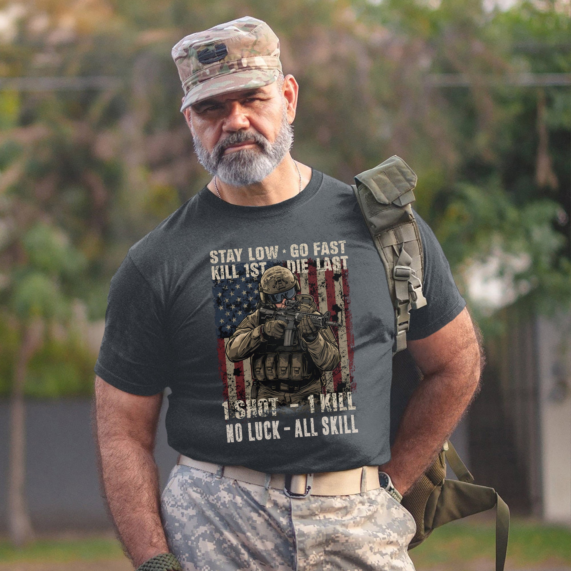 Stay Low Go Fast Kill First Die Last 1 Shot 1 Kill No Luck All Skill Warrior’s Code T-Shirt