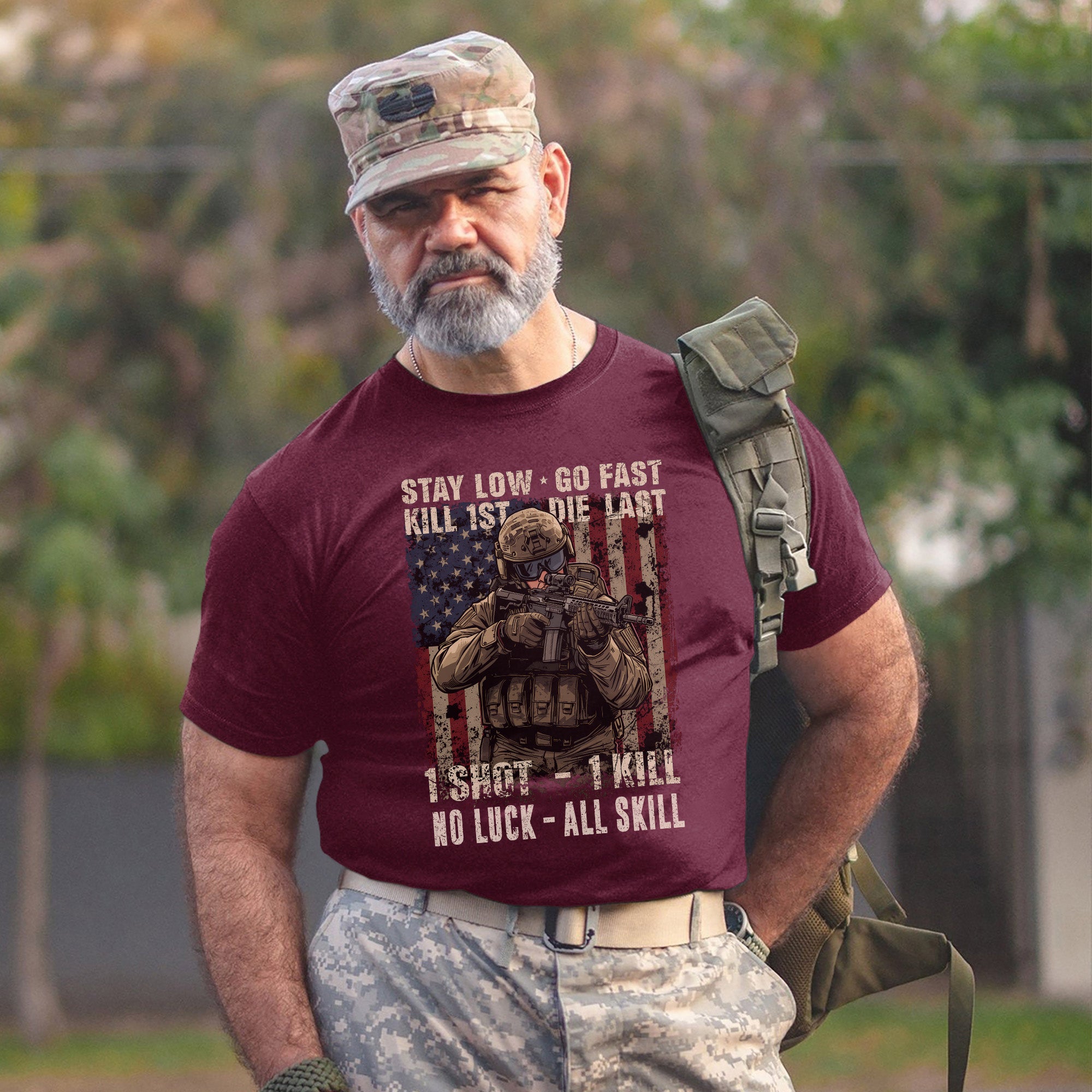 Stay Low Go Fast Kill First Die Last 1 Shot 1 Kill No Luck All Skill Warrior’s Code T-Shirt