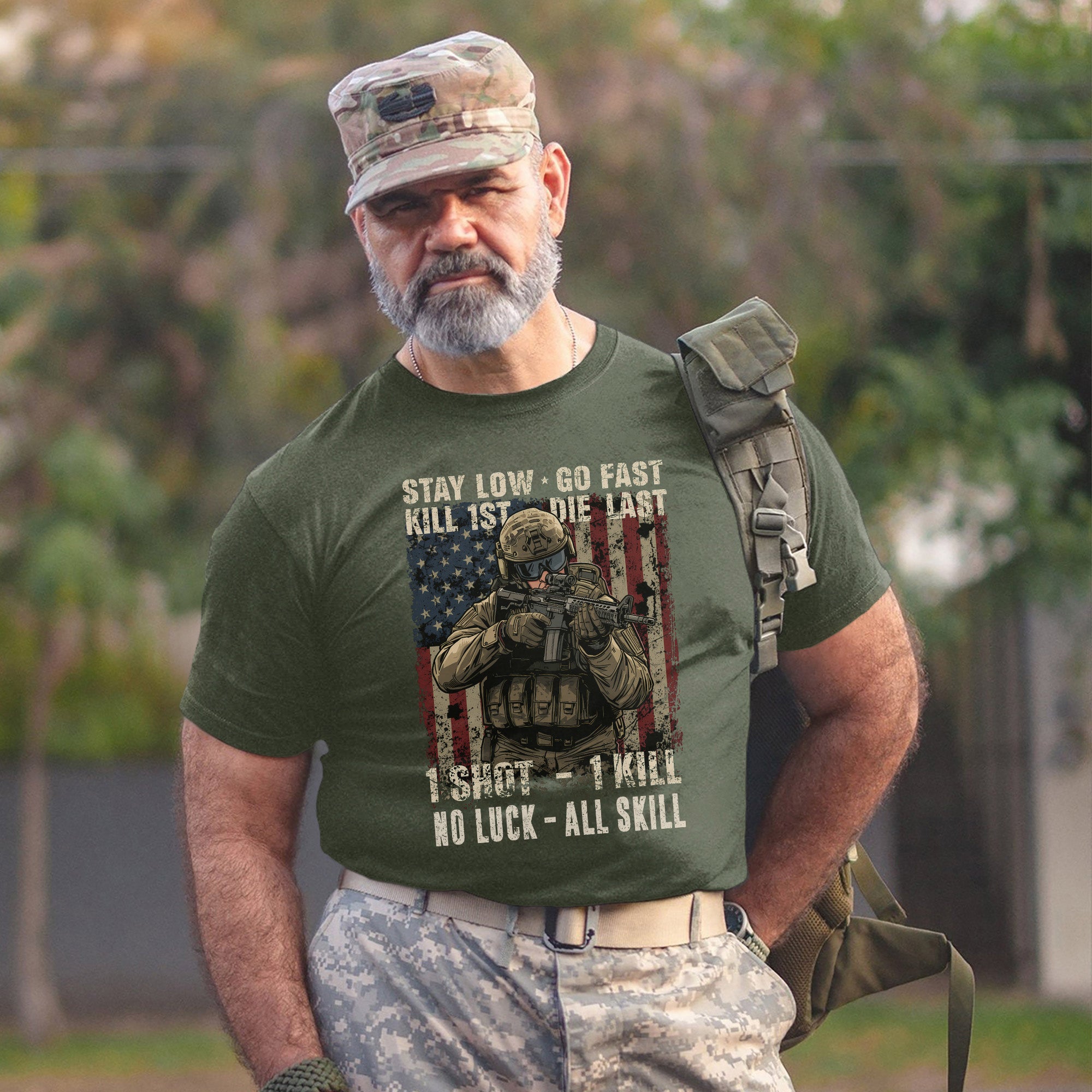 Stay Low Go Fast Kill First Die Last 1 Shot 1 Kill No Luck All Skill Warrior’s Code T-Shirt