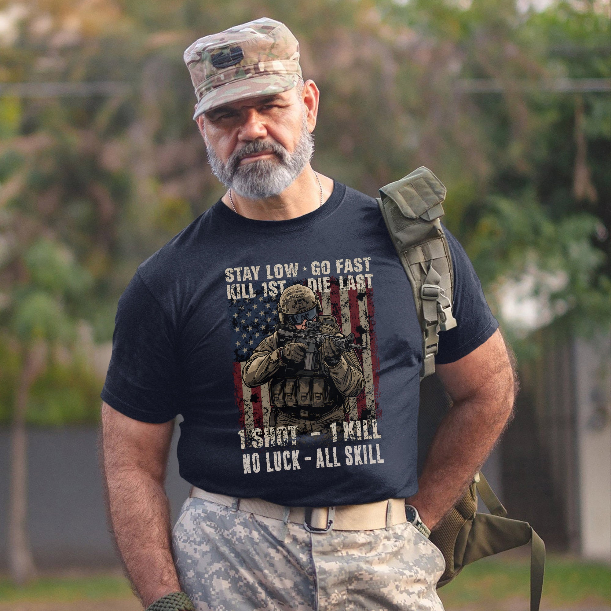 Stay Low Go Fast Kill First Die Last 1 Shot 1 Kill No Luck All Skill Warrior’s Code T-Shirt