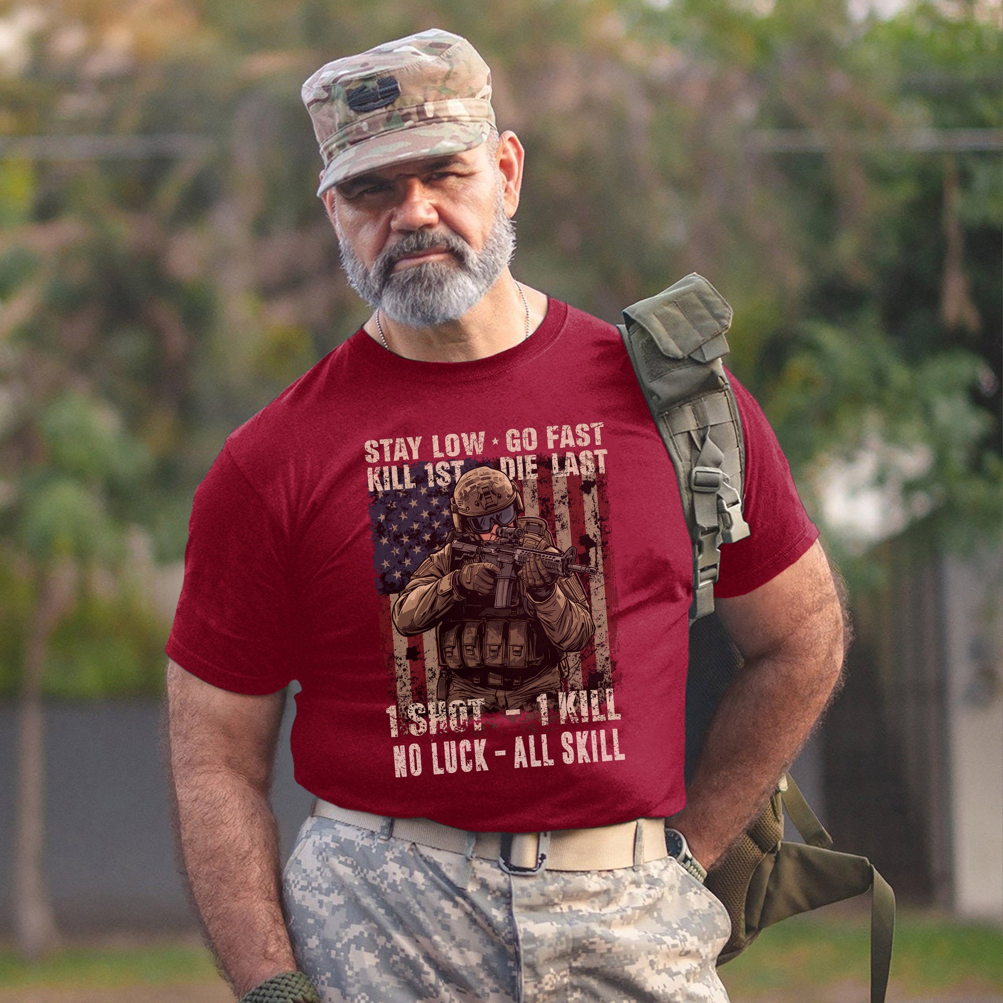 Stay Low Go Fast Kill First Die Last 1 Shot 1 Kill No Luck All Skill Warrior’s Code T-Shirt