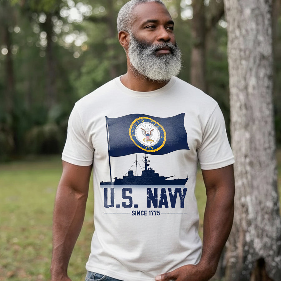 U.S. Navy Forged by the Sea Anchored in Honor Courage and Commitment to Freedom T-Shirt