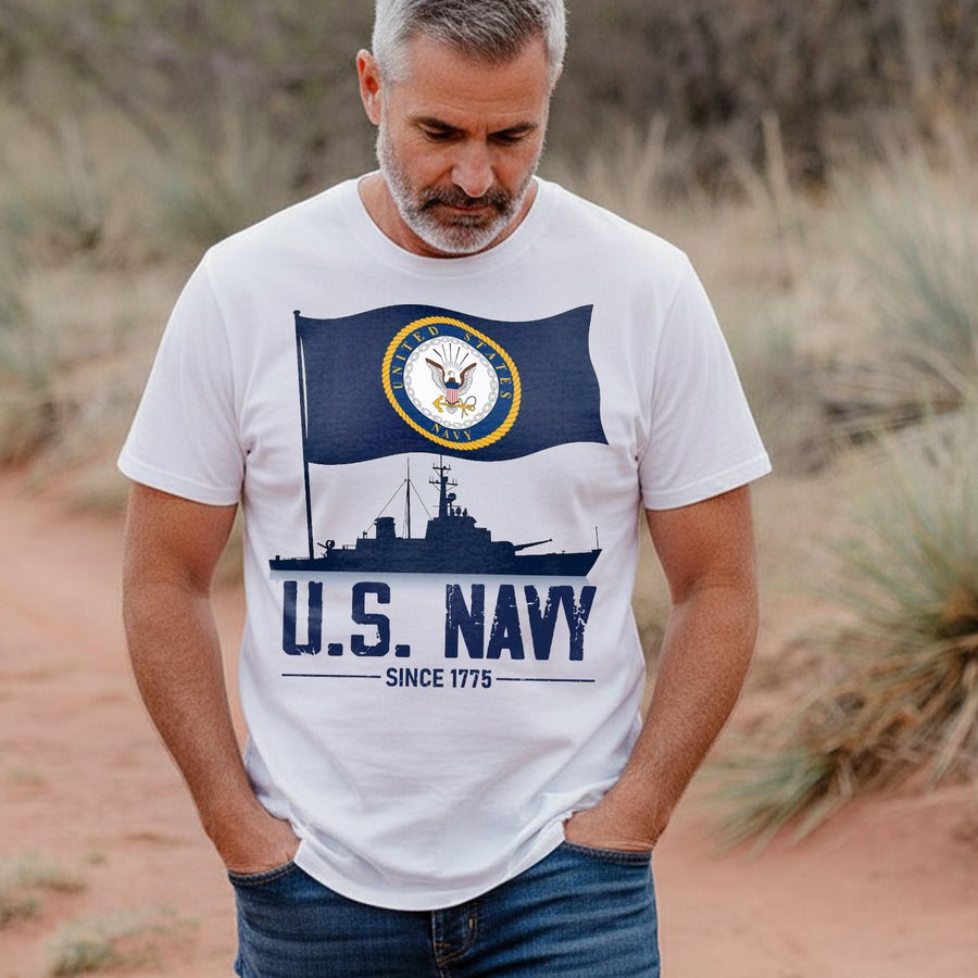 U.S. Navy Forged by the Sea Anchored in Honor Courage and Commitment to Freedom T-Shirt