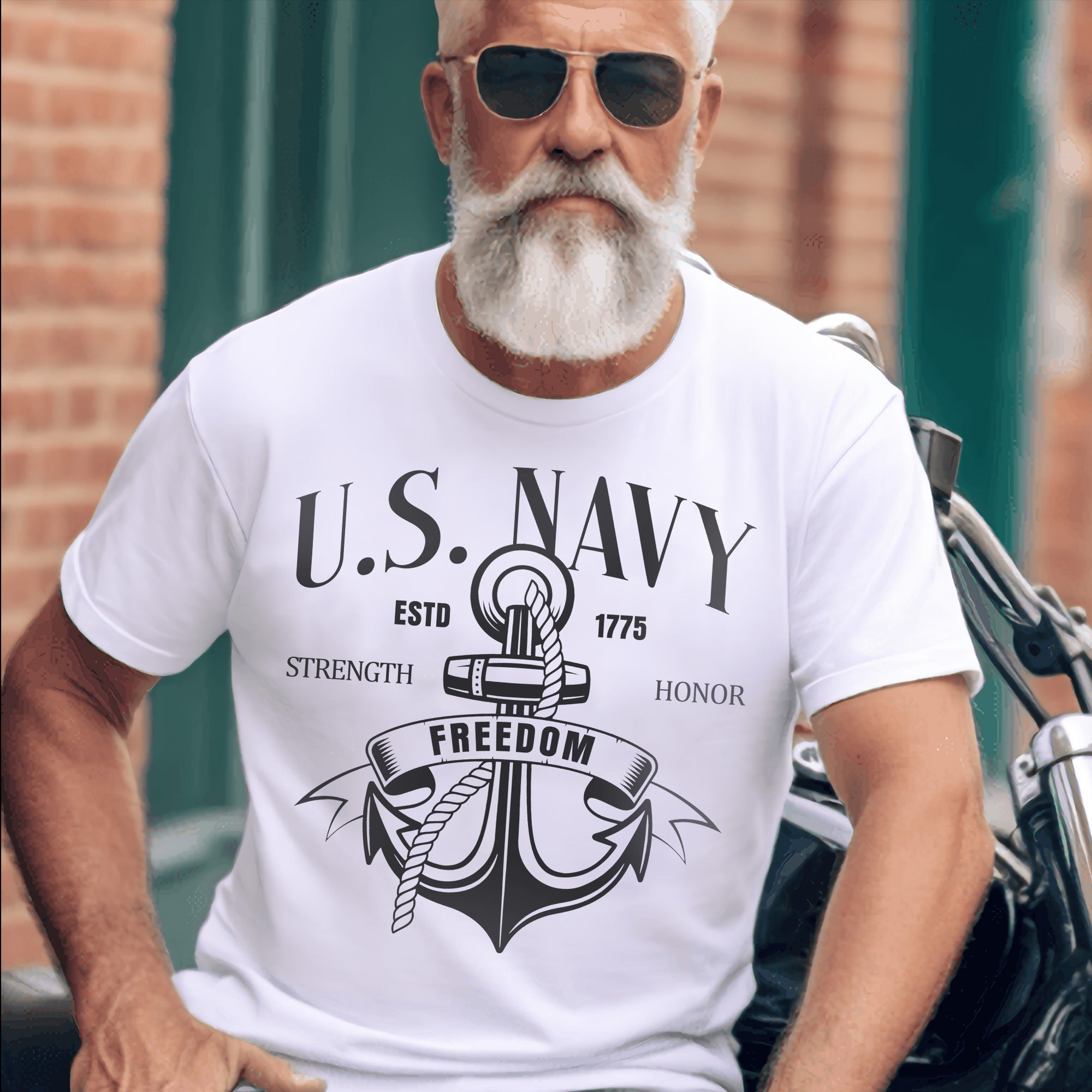 U.S. Navy Strength Honor Freedom Defending the Seas with Courage and American Resolve T-Shirt