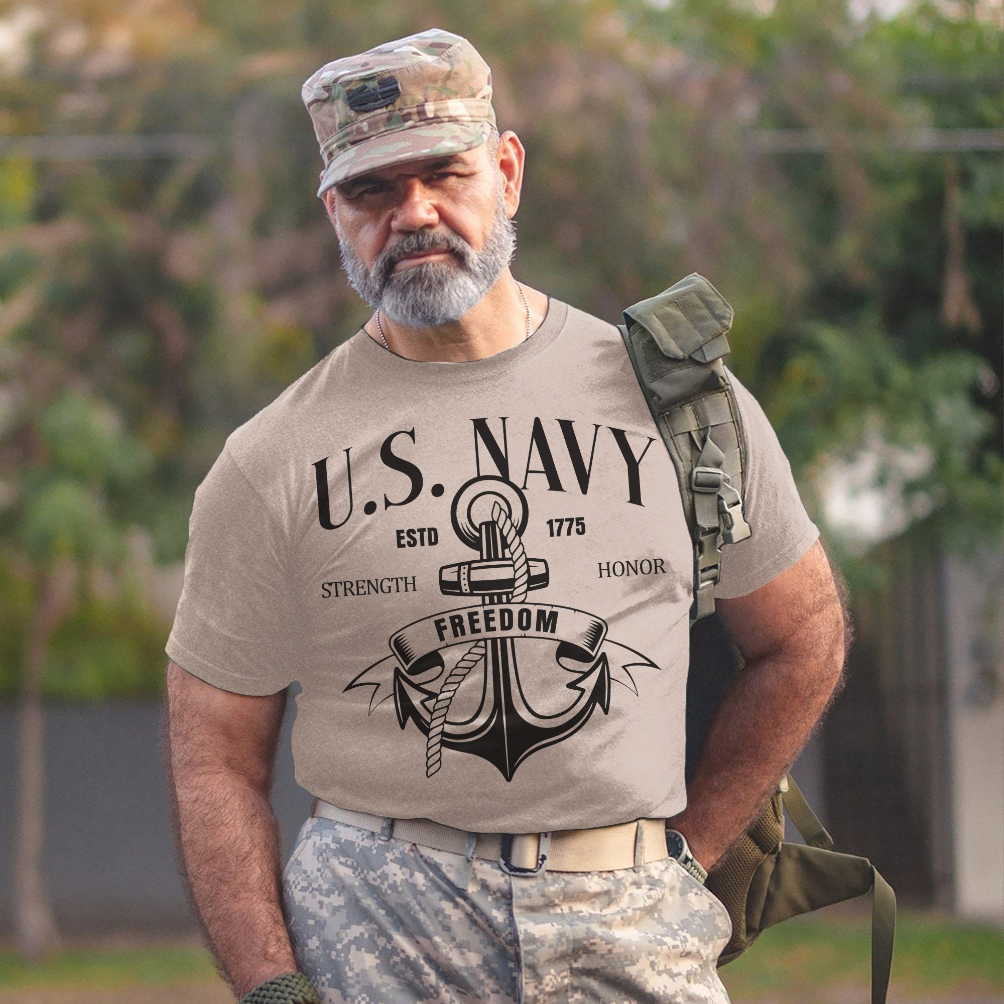 U.S. Navy Strength Honor Freedom Defending the Seas with Courage and American Resolve T-Shirt
