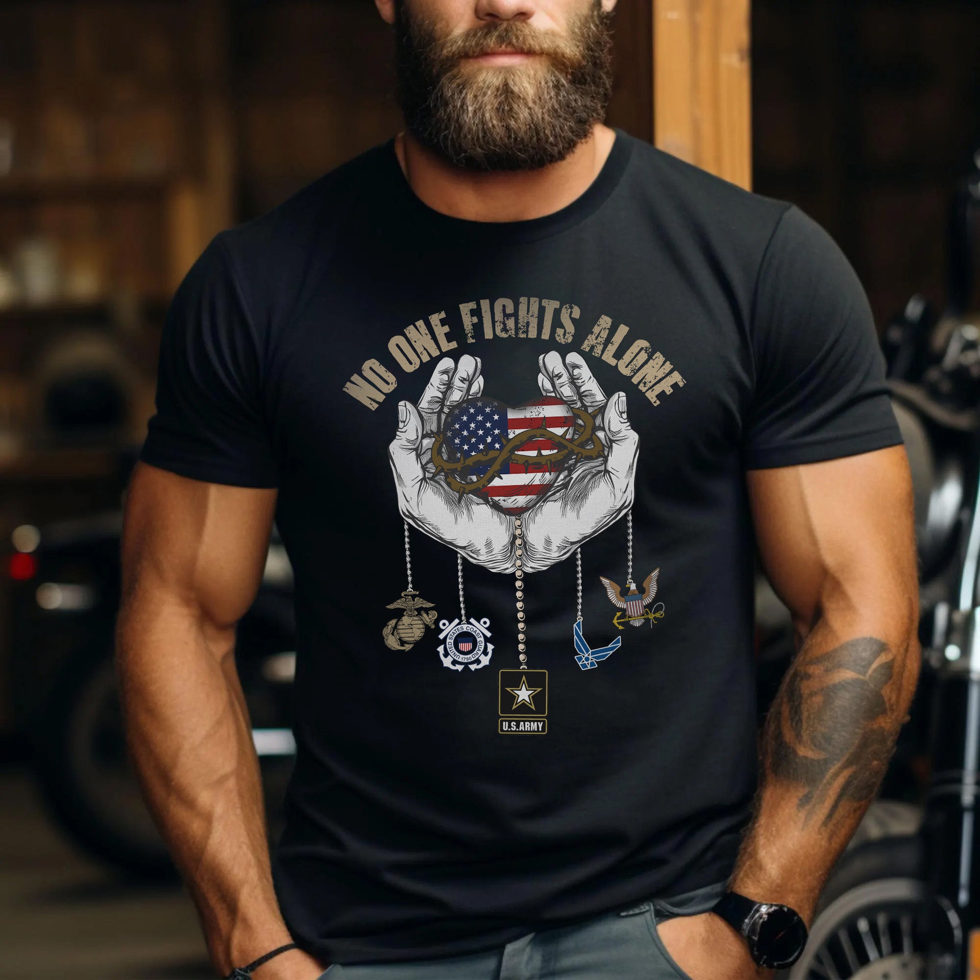 United We Stand Army Navy Air Force Marines Coast Guard Together Strong in Service and Honor T-Shirt