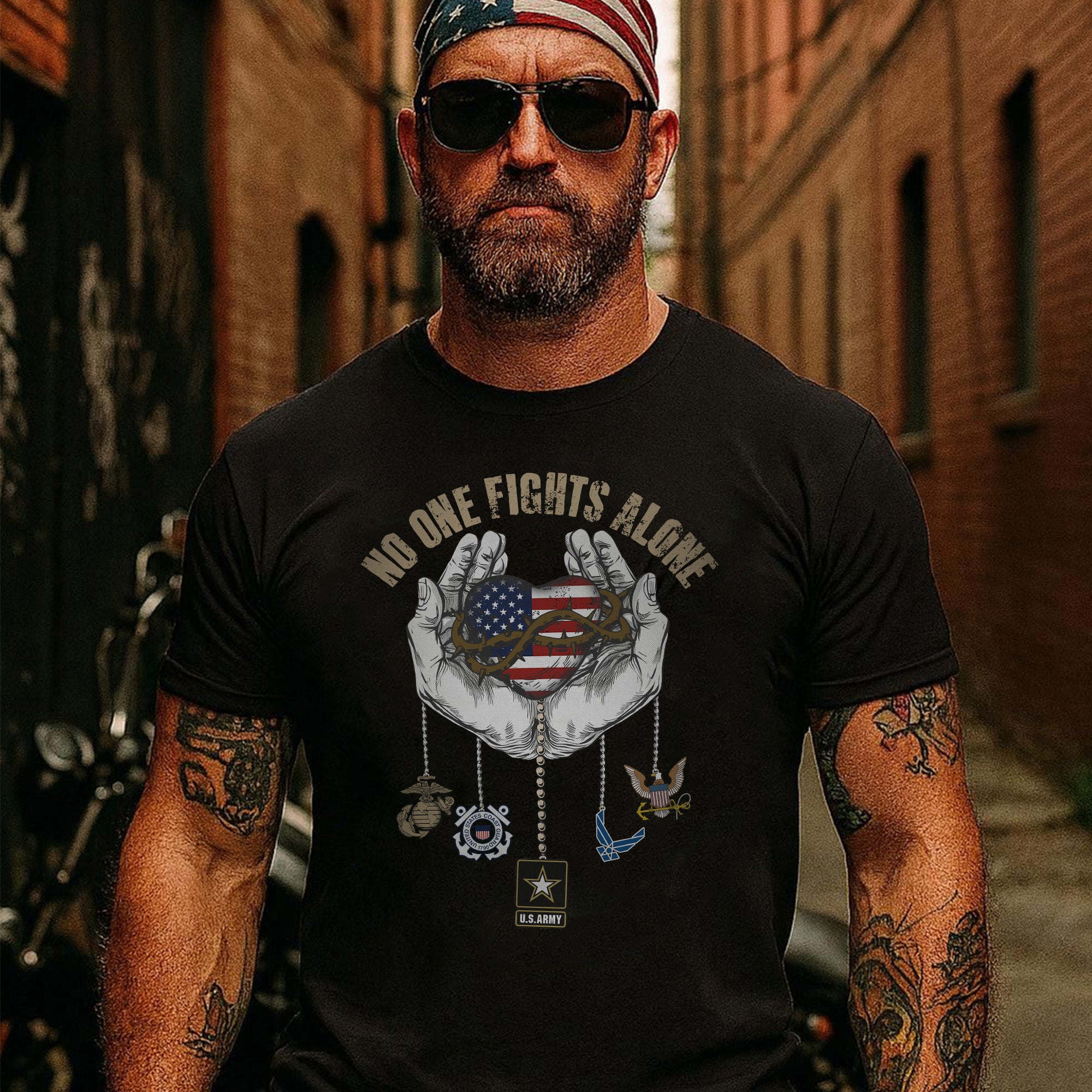 United We Stand Army Navy Air Force Marines Coast Guard Together Strong in Service and Honor T-Shirt