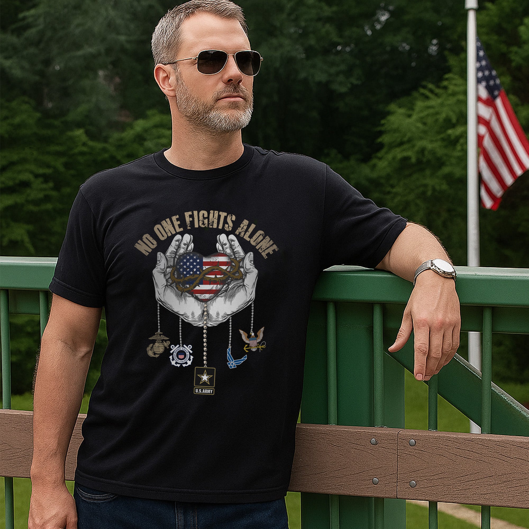 United We Stand Army Navy Air Force Marines Coast Guard Together Strong in Service and Honor T-Shirt