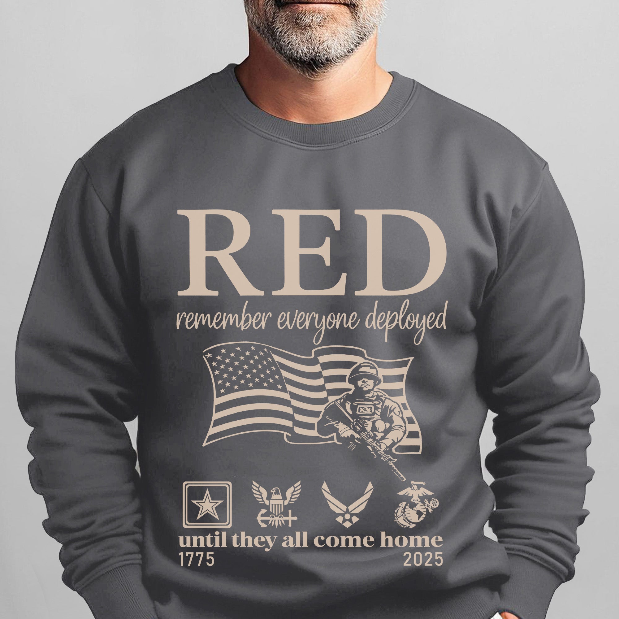 RED Remember Everyone Deployed Until They All Come Home Standing Strong in Support and Hope Sweatshirt
