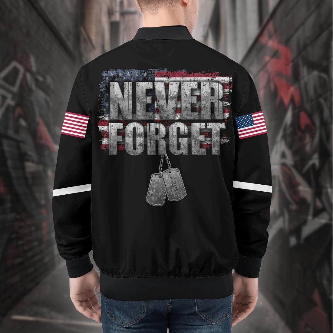 U.S. Army Honor the Fallen Live for the Free Tribute to Sacrifice Duty and American Freedom All-over Print Bomber Jacket