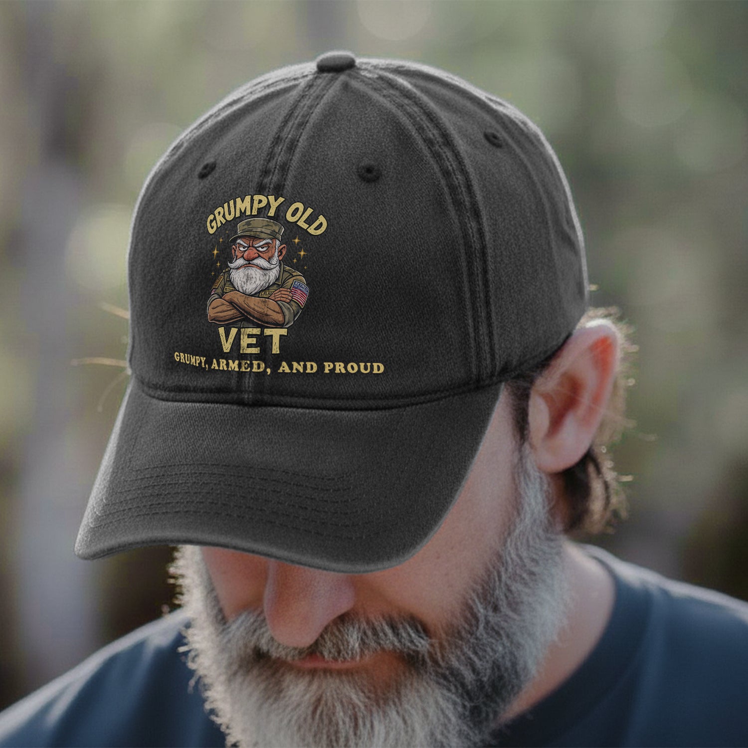 Grumpy Old Vet Proud Veteran Baseball Cap
