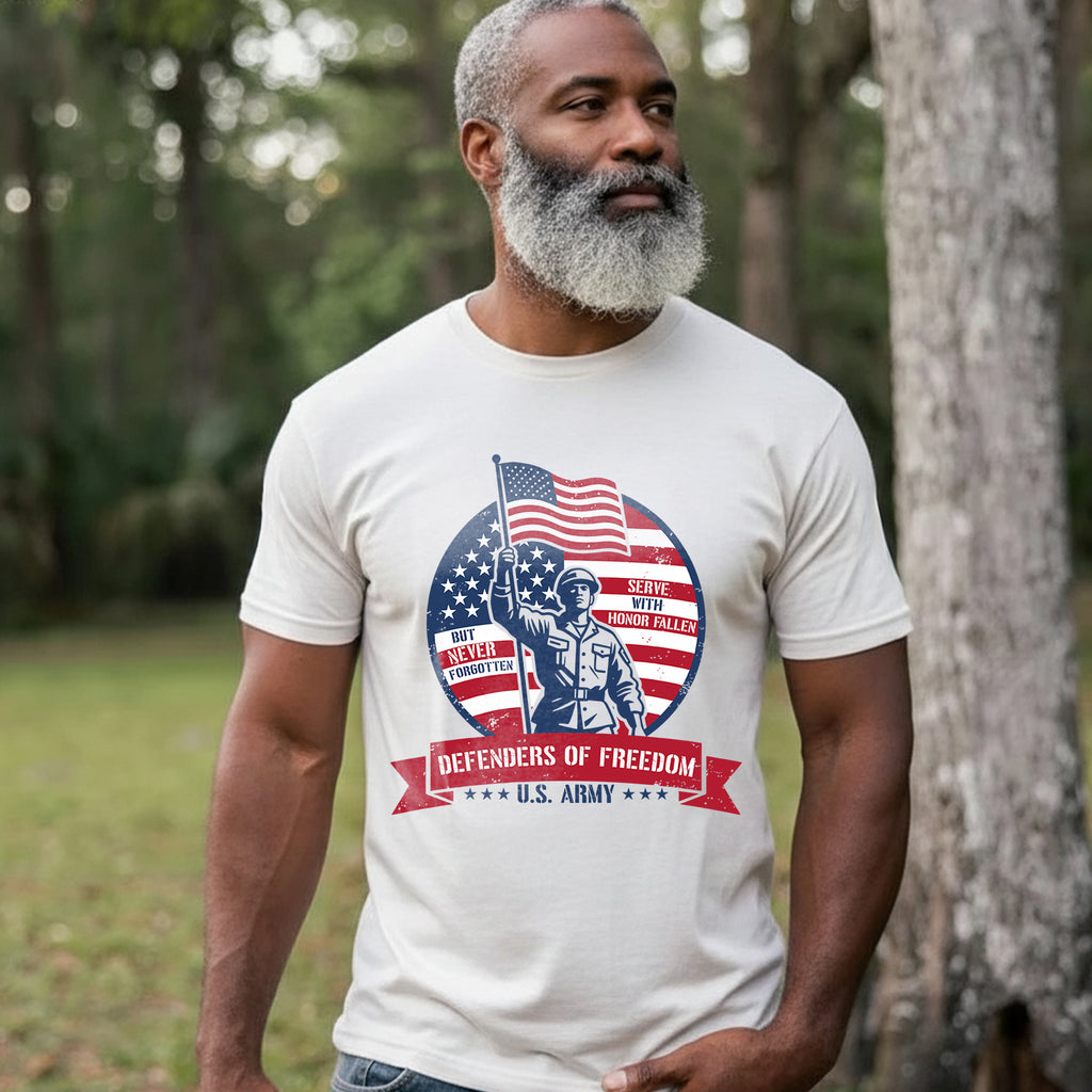 Defenders of Freedom U.S. Army Serve with Honor Fallen but Never Forgotten T-Shirt