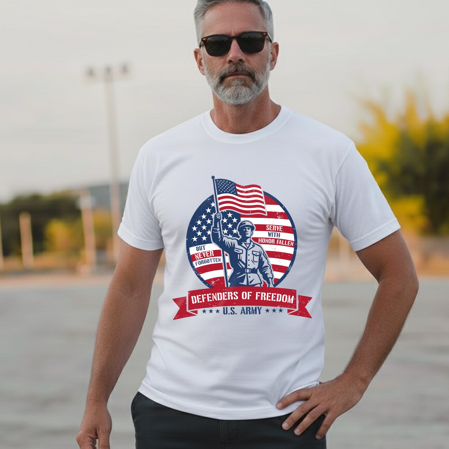 Defenders of Freedom U.S. Army Serve with T-Shirt