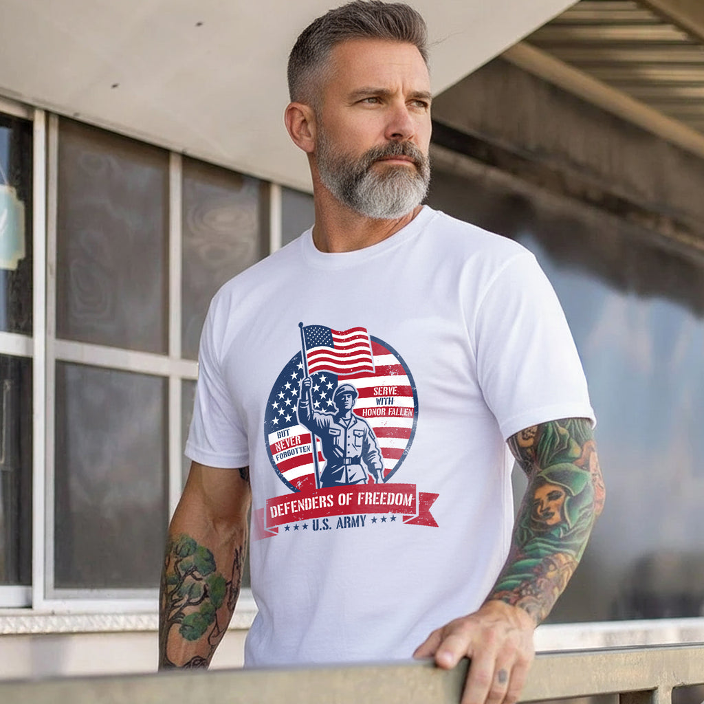 Defenders of Freedom U.S. Army Serve with Honor Fallen but Never Forgotten T-Shirt
