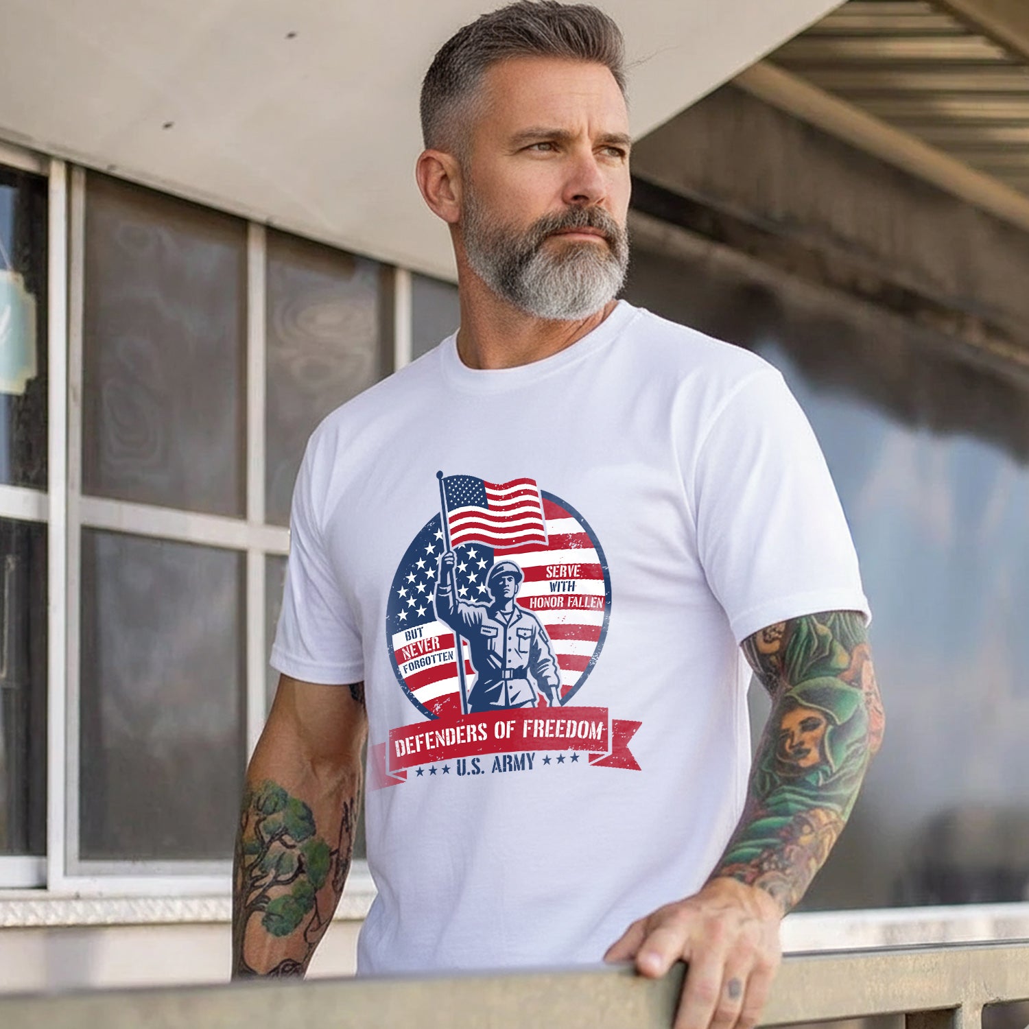 Defenders of Freedom U.S. Army Serve with T-Shirt