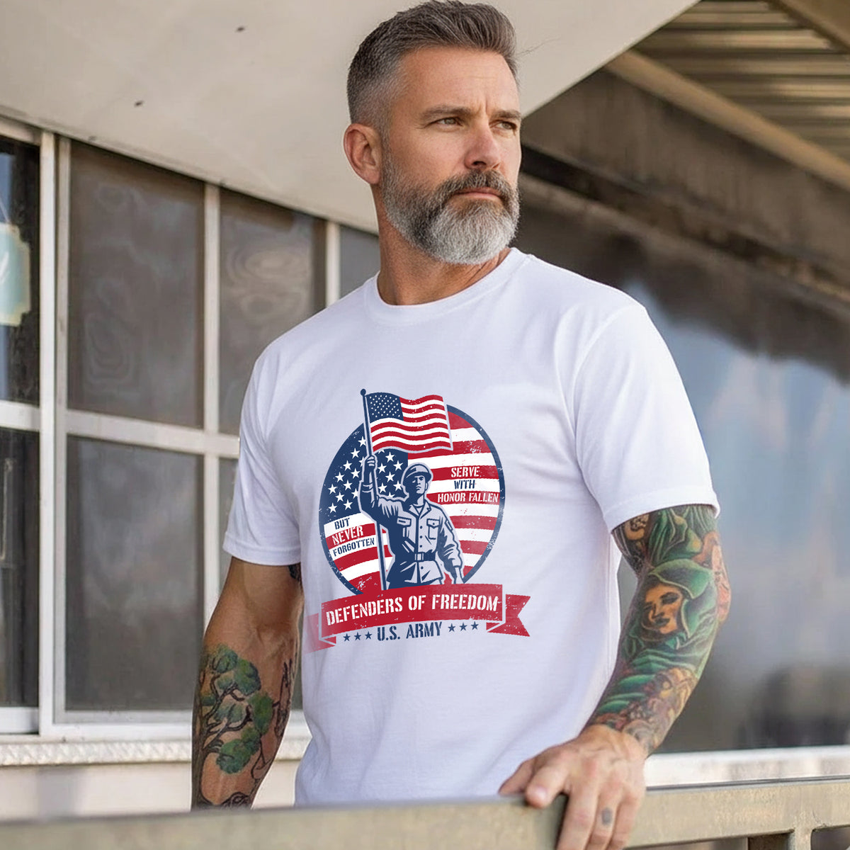 Defenders of Freedom U.S. Army Serve with Honor Fallen but Never Forgotten T-Shirt