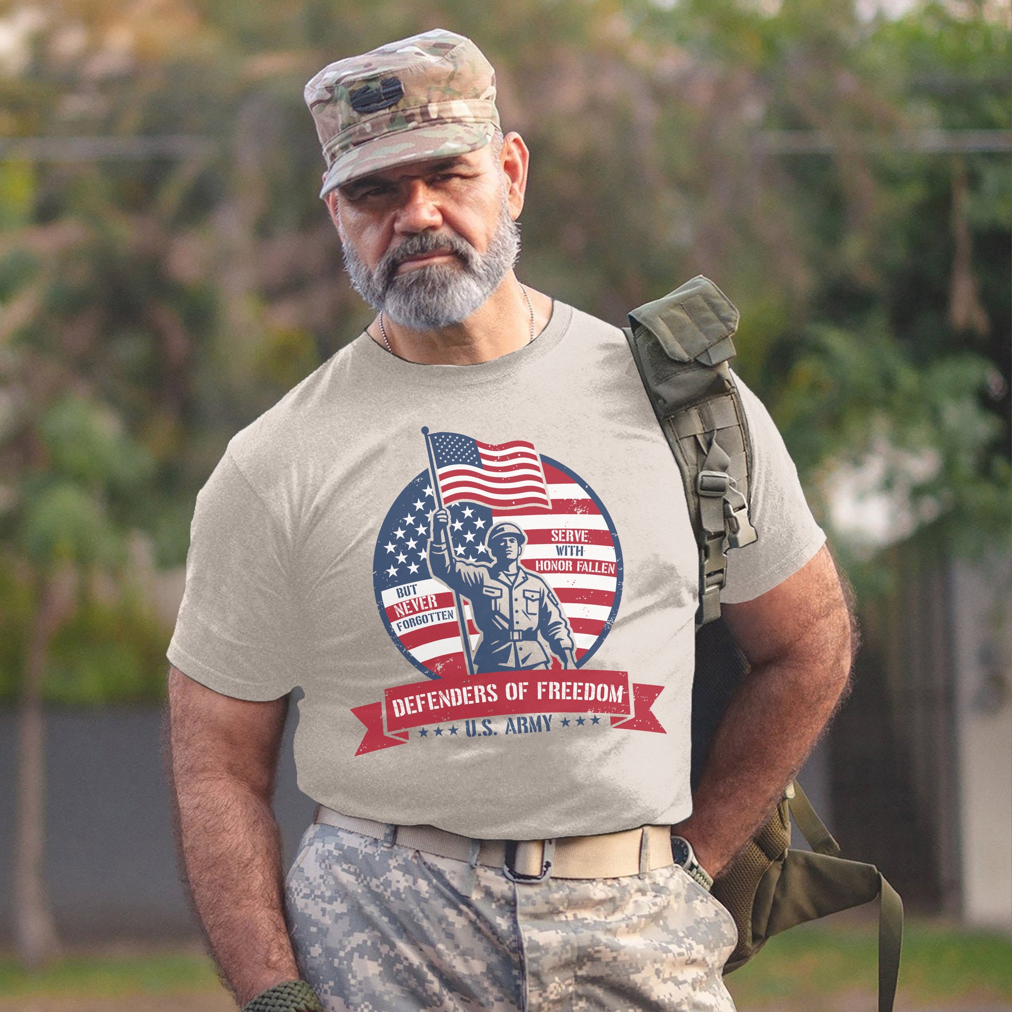 Defenders of Freedom U.S. Army Serve with T-Shirt