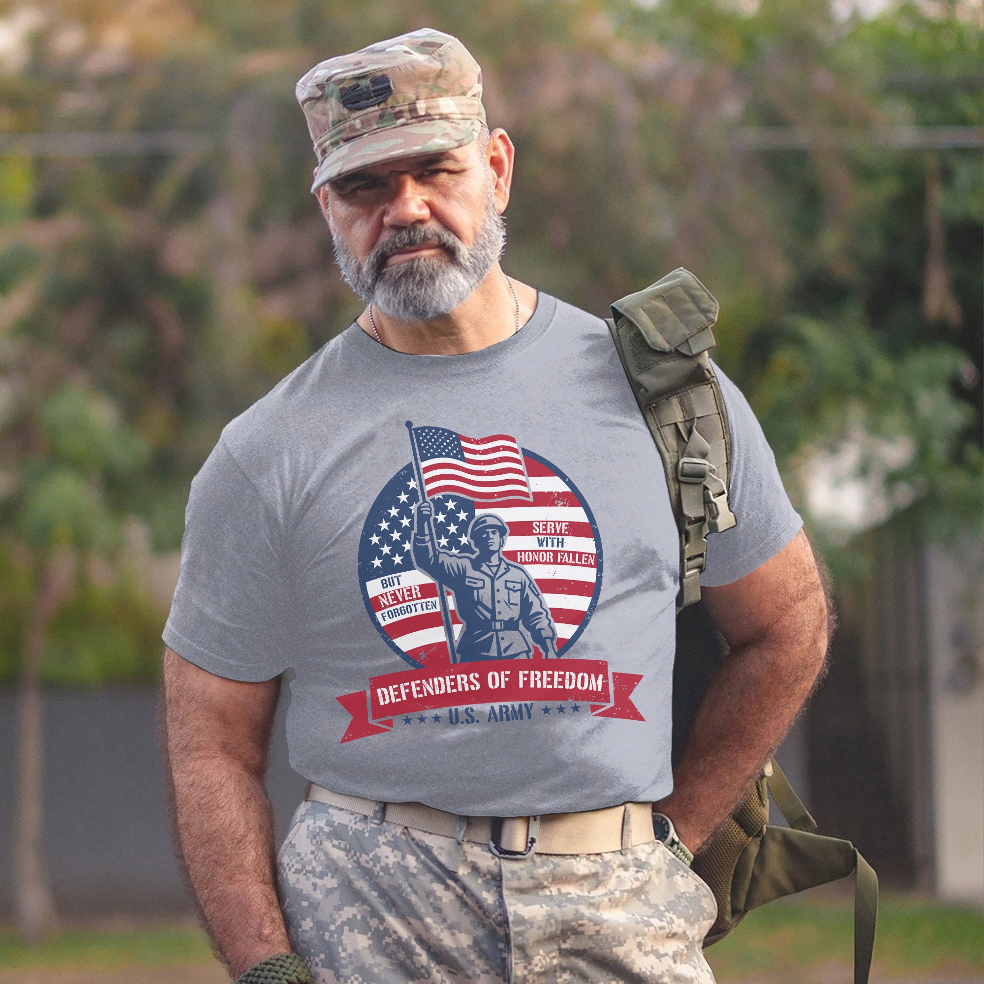 Defenders of Freedom U.S. Army Serve with T-Shirt