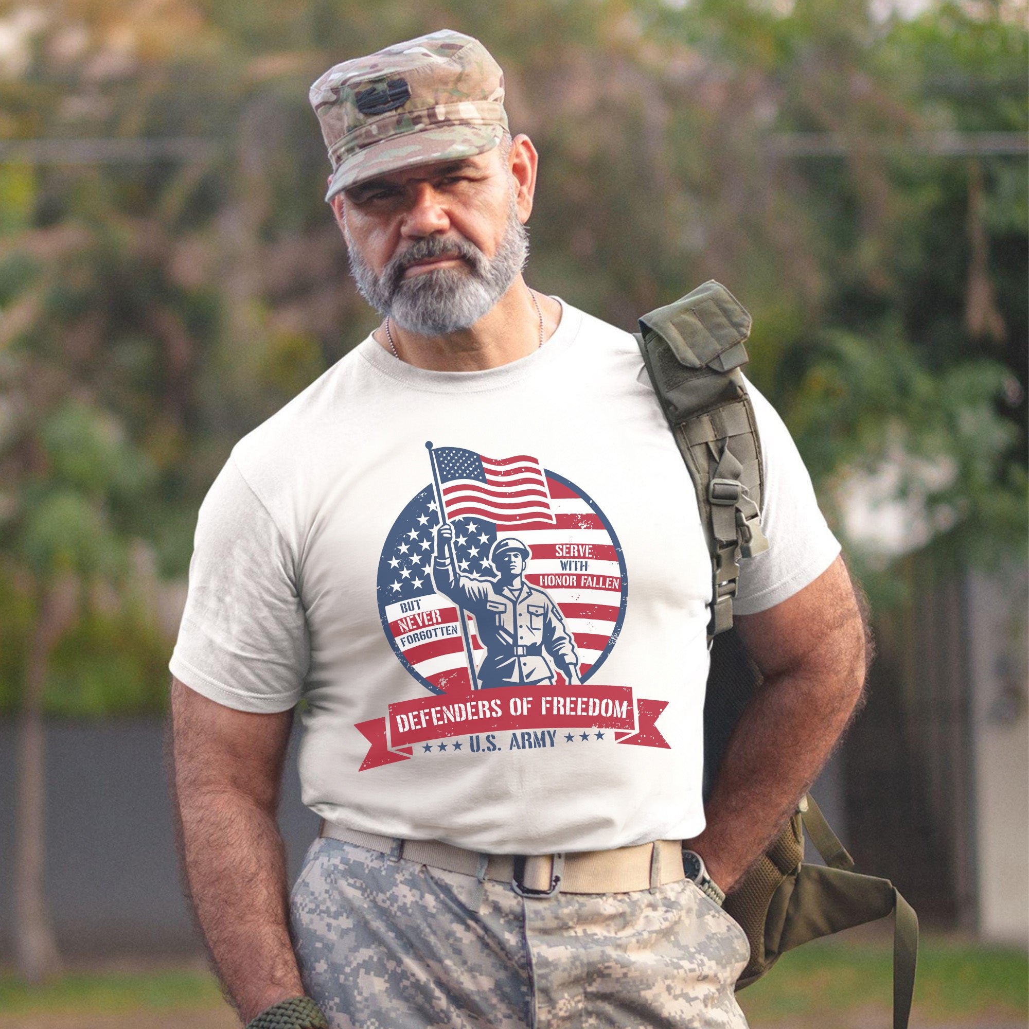 Defenders of Freedom U.S. Army Serve with T-Shirt