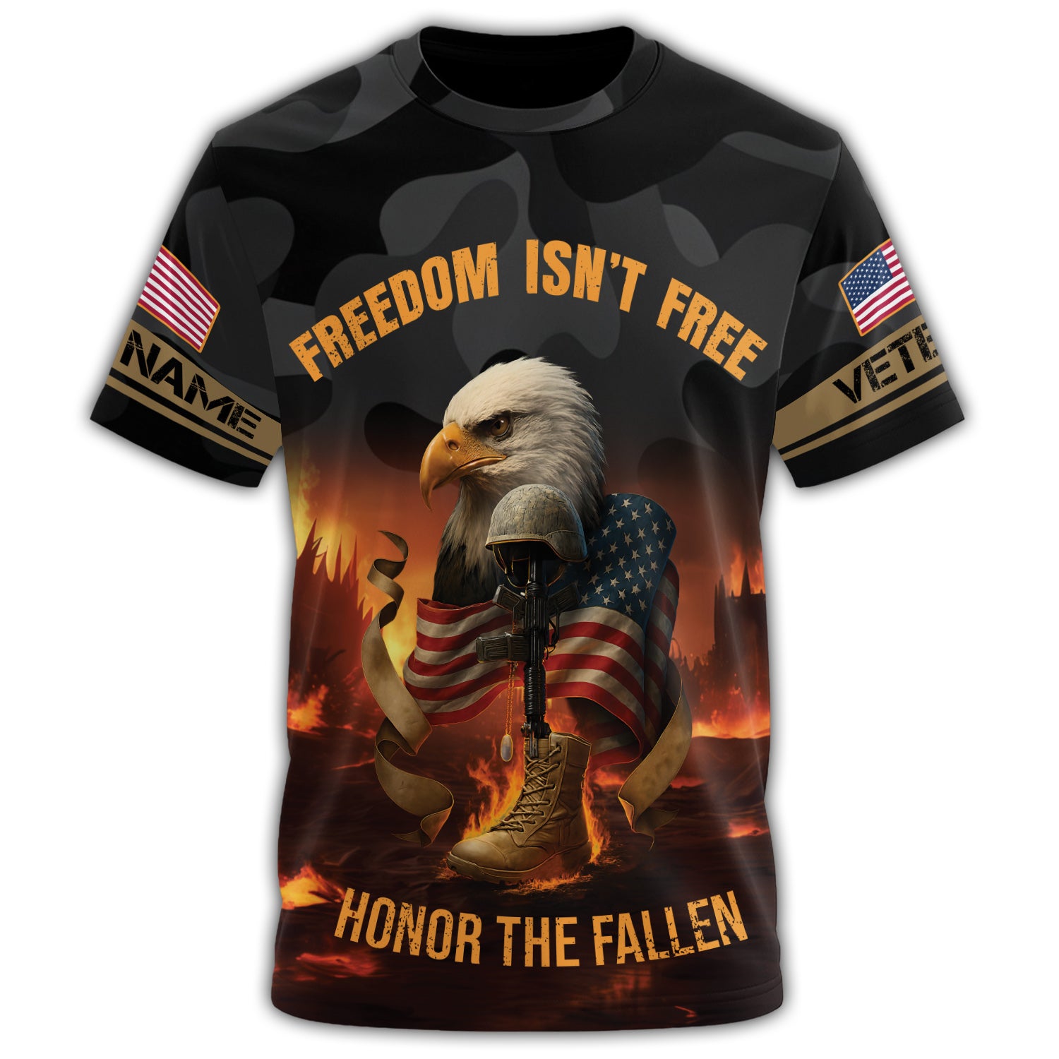 Freedom Isn’t Free Honor the Fallen All-over Print Personalized T-Shirt Secondary image
