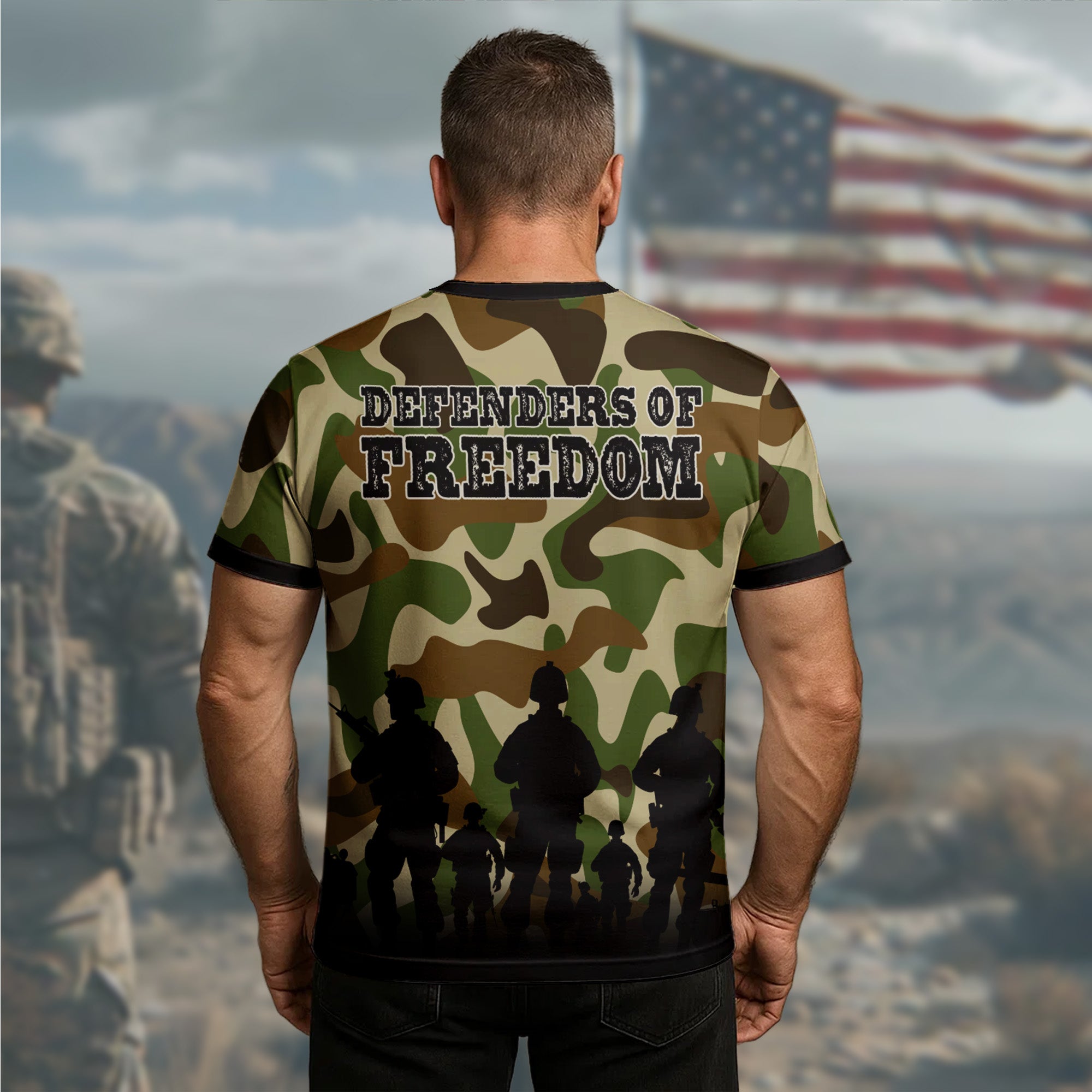 U.S. Army Defenders of Freedom Brave Veterans Standing Strong for Honor Country and Liberty All-over Print T-Shirt