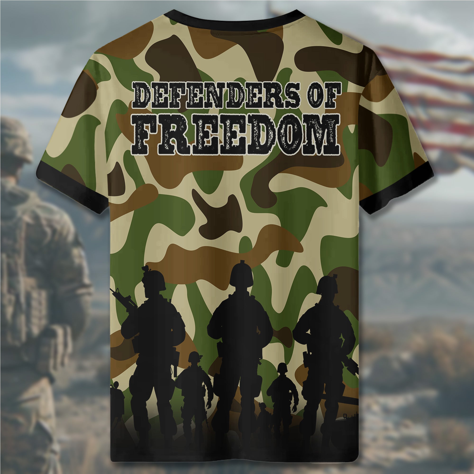 U.S. Army Defenders of Freedom Brave Veterans Standing Strong for Honor Country and Liberty All-over Print T-Shirt