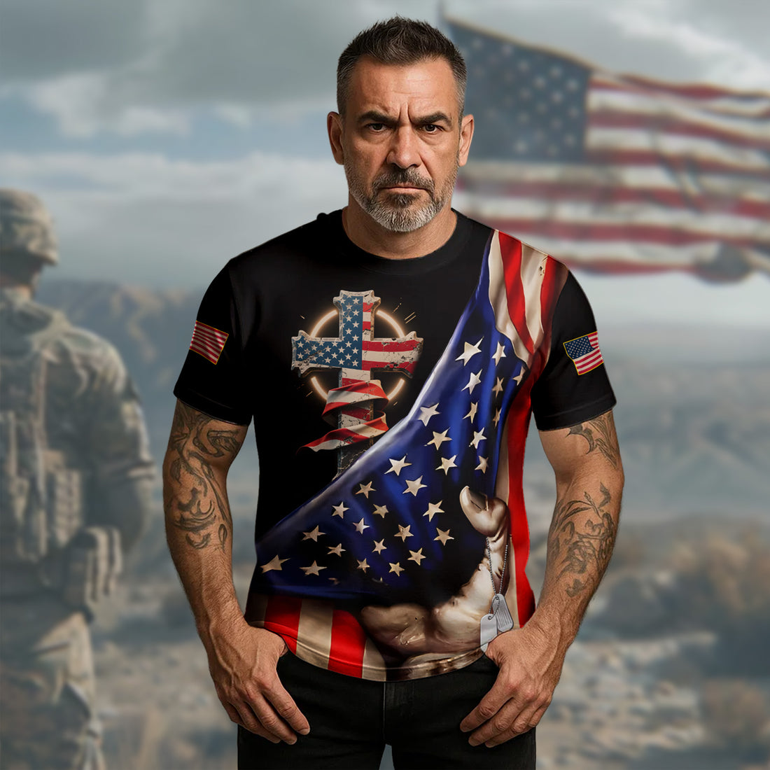One Nation Under God Forever Free Honoring Faith Freedom and the Sacrifice of Proud Veterans All-over Print T-Shirt