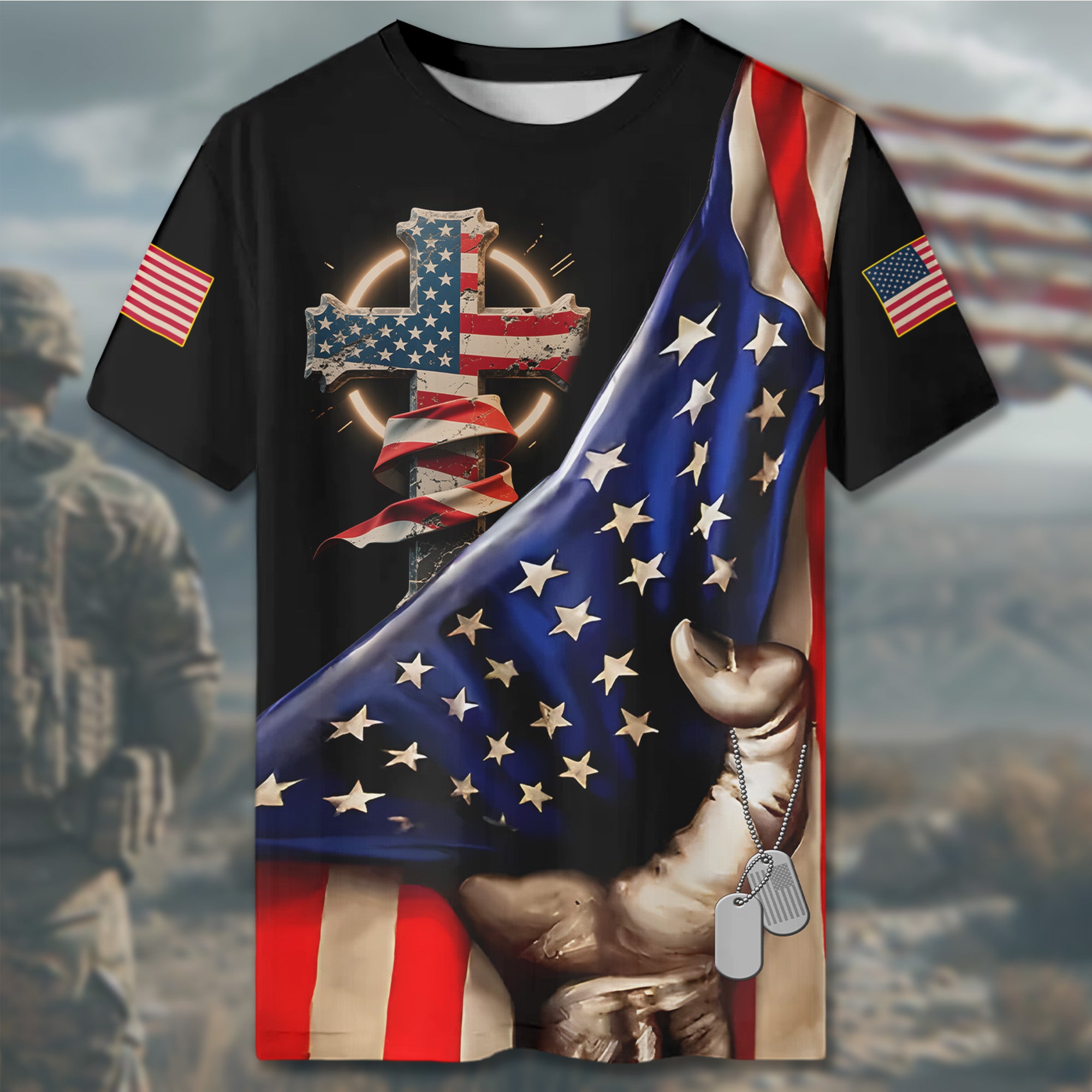 One Nation Under God Forever Free Honoring Faith Freedom and the Sacrifice of Proud Veterans All-over Print T-Shirt